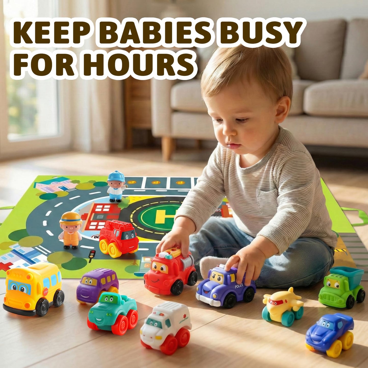 ALASOU 12 PCS Soft Rubber Car Toys for 1 Year Old Boy with Playmat/Storage Bag|Baby Toys 1 Year Old Boy Gifts for Toddler Toys 1-2|1st Birthday Gift for Infant 12 18 Months