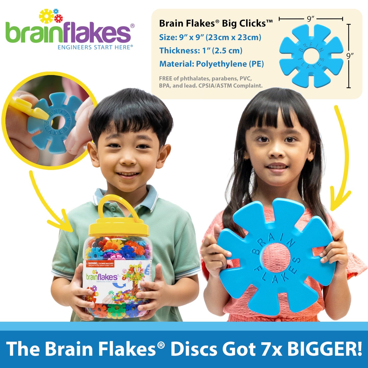 Brain Flakes 40 Piece Big Clicks Set - A Great Stem Toy for Both Boys and Girls
