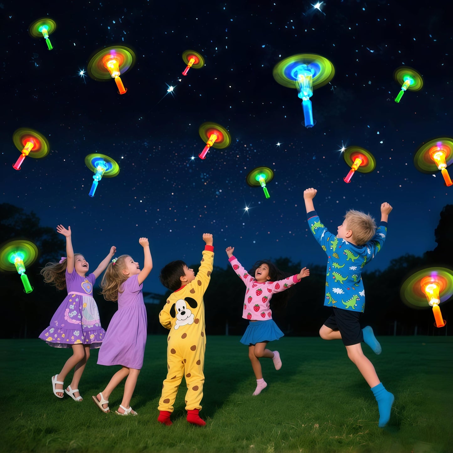 OceanWings LED Flying Set with Whistle,100 Slingshot+100 Glow Helicopter, Flying Toy Outdoor Toy Glow in The Dark Party Supplies Party Favors Bulk for Kids 8-12,4-8 Outdoor Camping Game