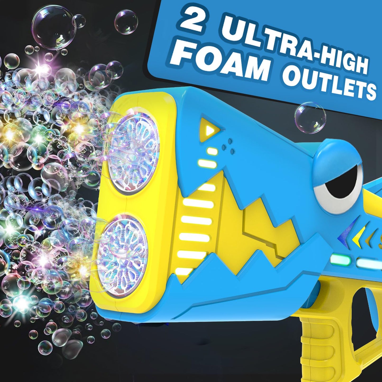 Britik Bubble Gun for Kids Ages 4-8: Shark Light Up Bubble Machine for Toddlers, Rechargeable, 2 Bubble Solution, Outdoor Toy Party Birthday Gift for 3 4 5 6 7 8 Year Old