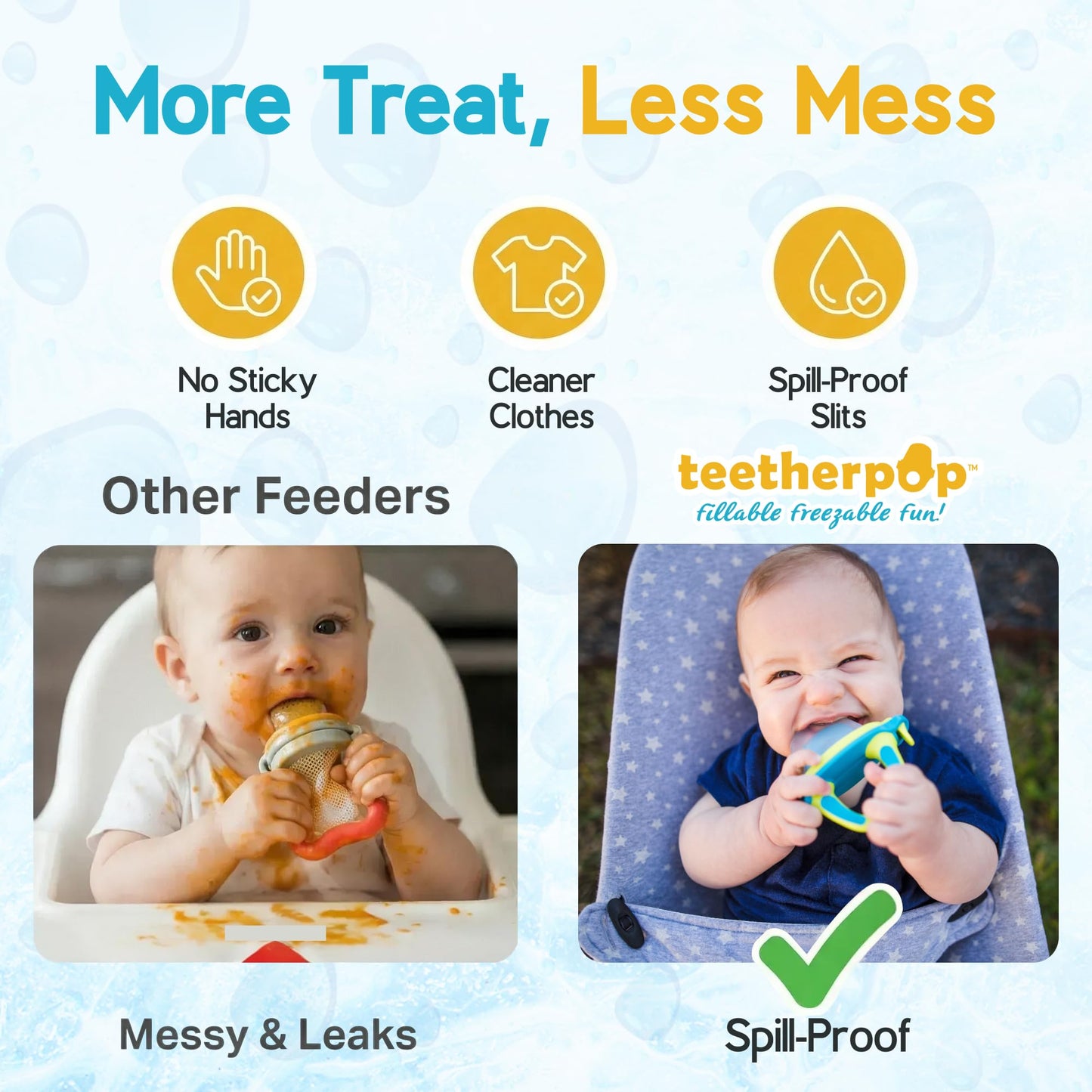 Teetherpop Fillable Freezable Teethers for Babies - Breastmilk Teether with Spill-Proof Sippy Slits – Teething Popsicle for Baby, Liquids & Purées, Cooling Teething Relief Feeder Pacifier - LimonTeal