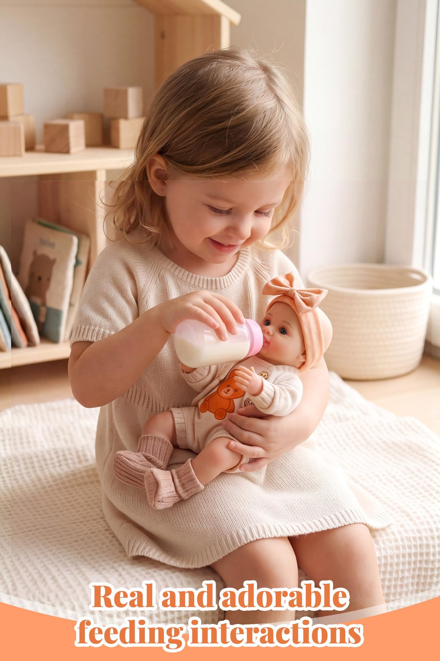 BABESIDE 12 Inch Realistic Full Vinyl Baby Doll Set, Lifelike Small Reborn Baby Doll with Clothes & Accessories, Pretend Play Baby Doll Toys for Girls Ages 3+, Ideal for Birthday