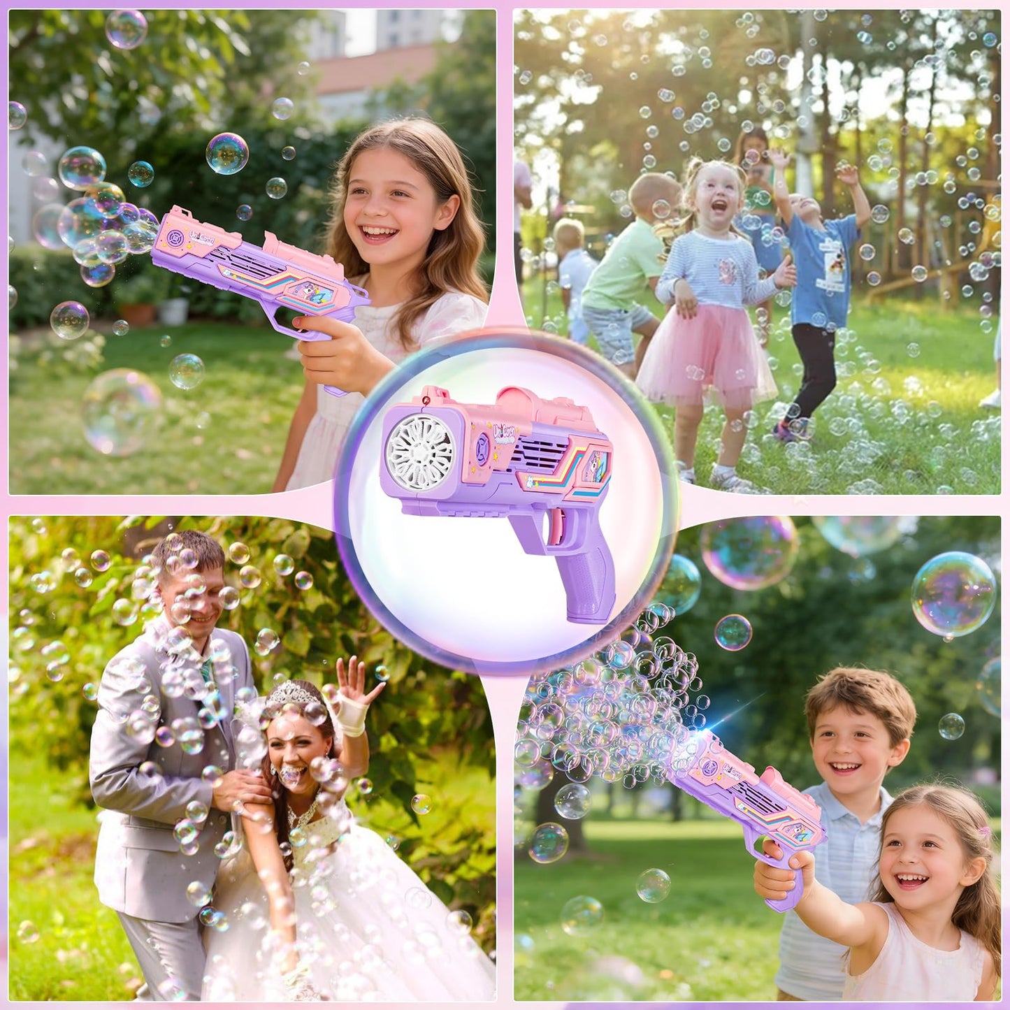 Amiabling Unicorn-Bubble Gun：Unicorn Toys for Girls Age 4-6, Outdoor Toys for Kids Ages 4-8, 3+ Year Old Girl Gifts, Easter, Summer, Wedding, Party Favors, Halloween, Birthday Gifts