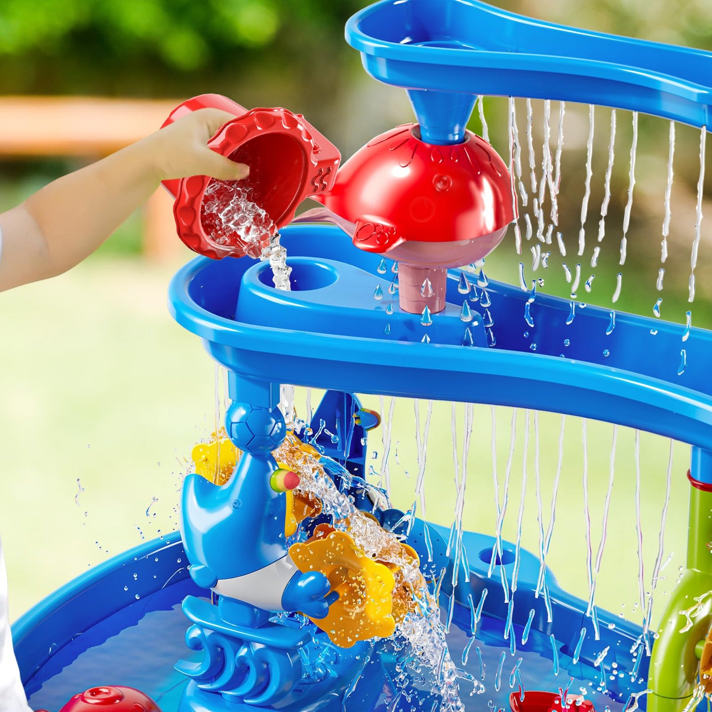 JUKUDAHU 3-Tier Water Table for Kids Ages 4-8 3-5, Sand and Water Table for Toddler with Beach Toys, Outdoor Toys Activity Sensory Play Table, Birthday Gifts for Toddlers 2 3 4 5 6 7 8 Boys Girls