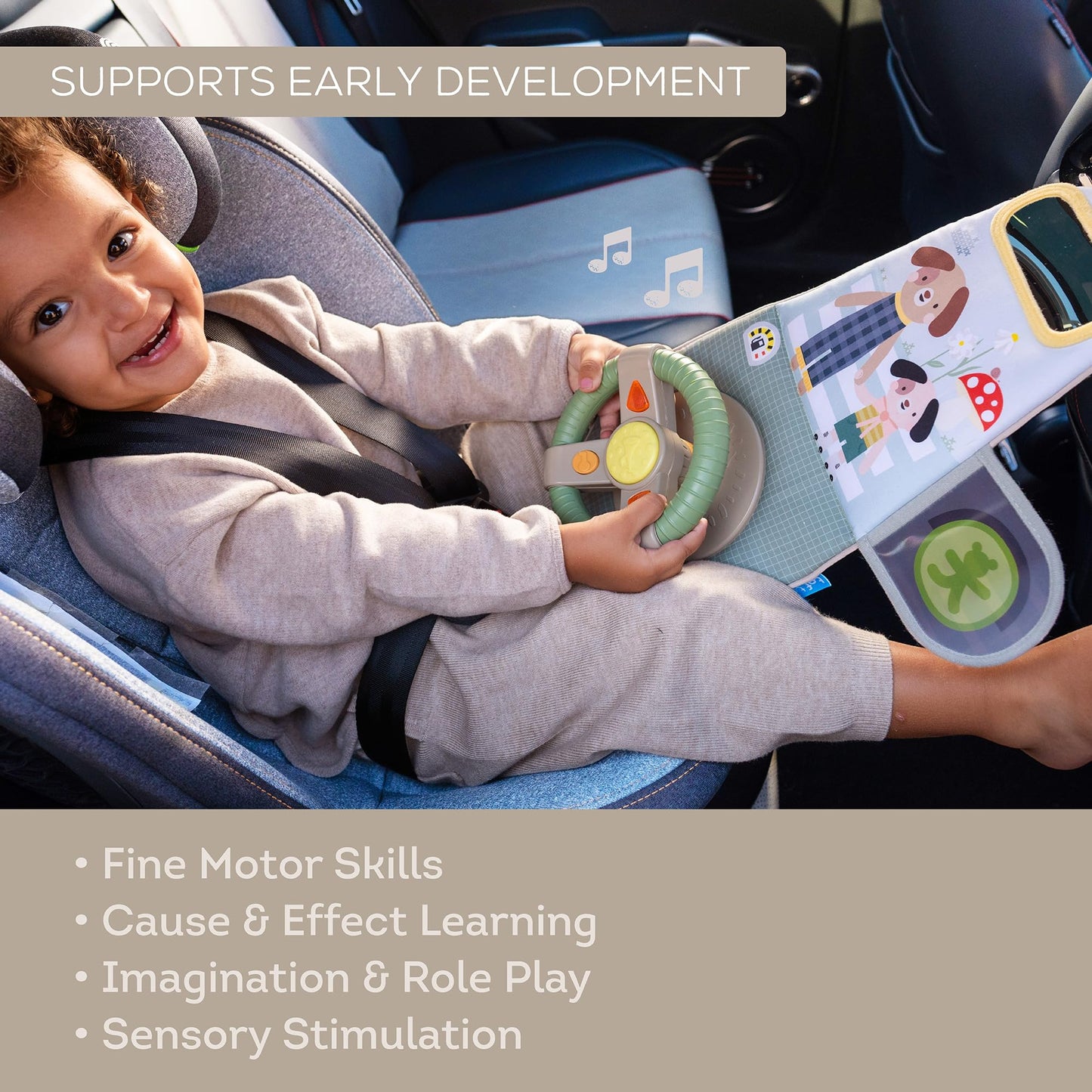Taf Toys Car Seat Toy - Interactive Baby Infant Car Toys with Lights & Realistic Sounds for Babies - Stimulating Car Travel Entertainment - Perfect for Car Seat & Travel - 0-6-12-18 Months Boy Girl