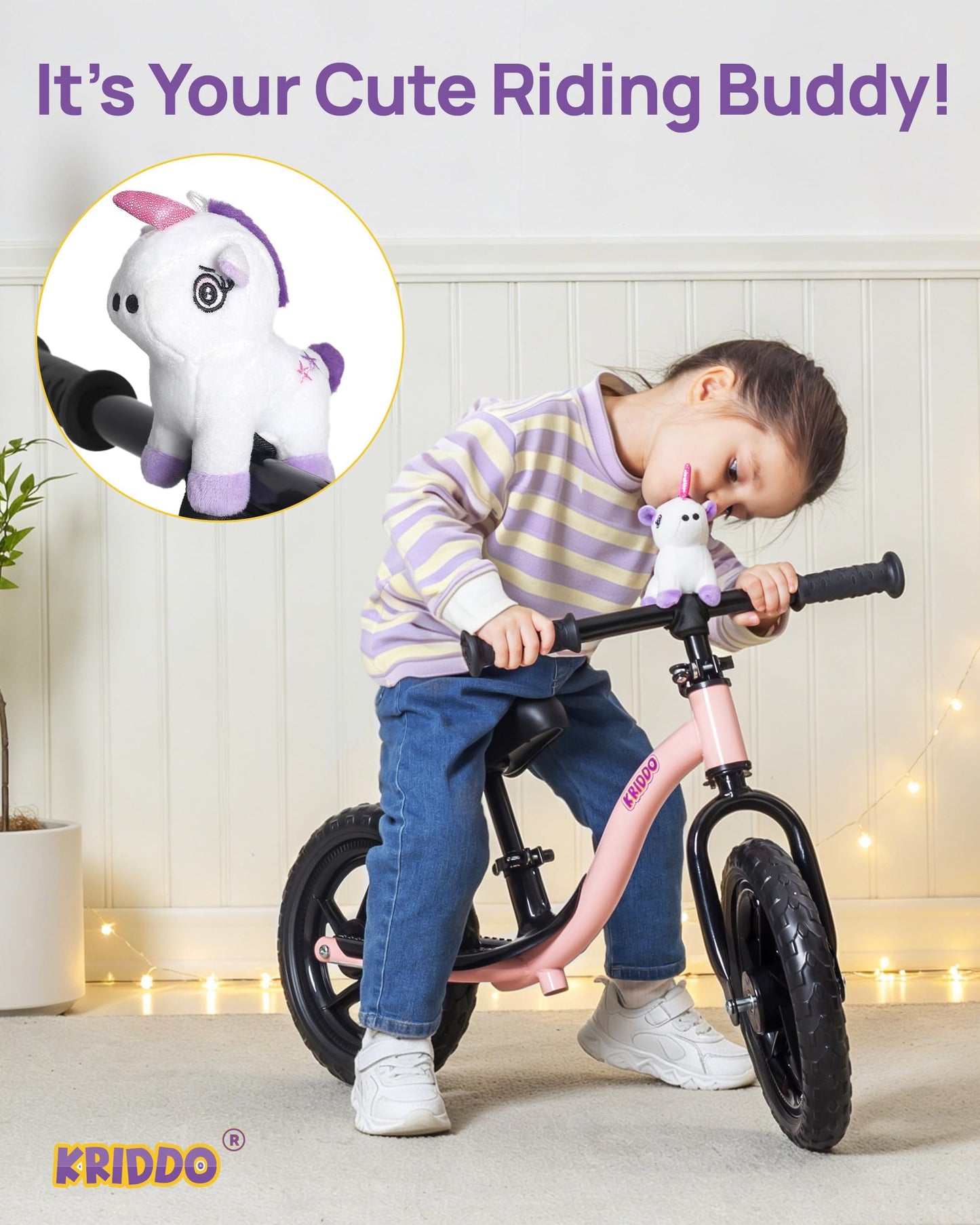 KRIDDO Toddler Balance Bike 2 Year Old, Age 24 Months to 5 Years Old, Early Learning Interactive Push Bicycle with Steady Balancing, Gift Bike for 2-5 Boys Girls, Pink
