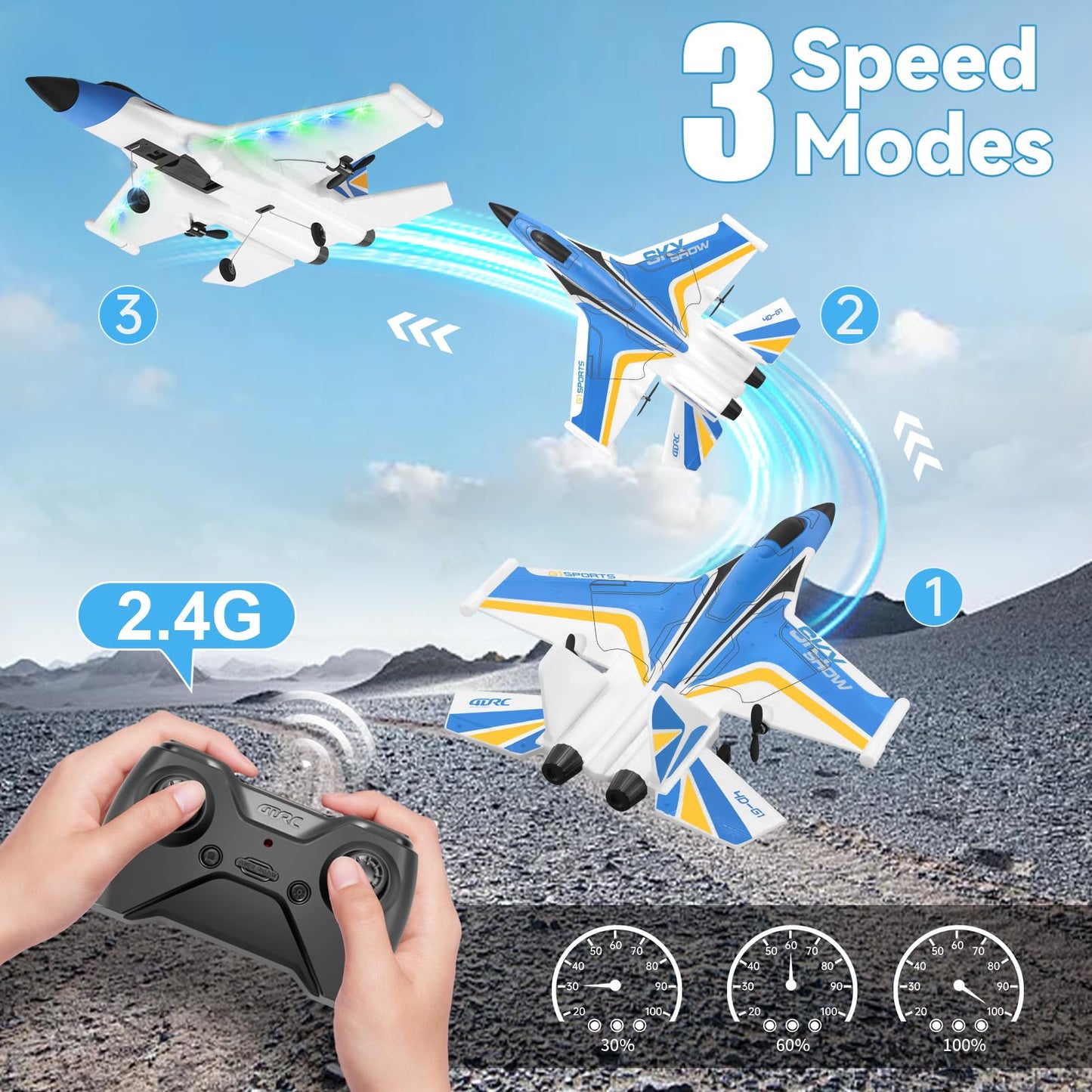 4DRC G1 RC Plane for Adults Kids, RC Airplane Fighter Jet 2.4GHz 4 Channel 6-axis Gyro Stabilizer RTF Glider Aircraft Plane Toys, Easy to Fly Remote Control Airplane Glider for Kids & Beginners