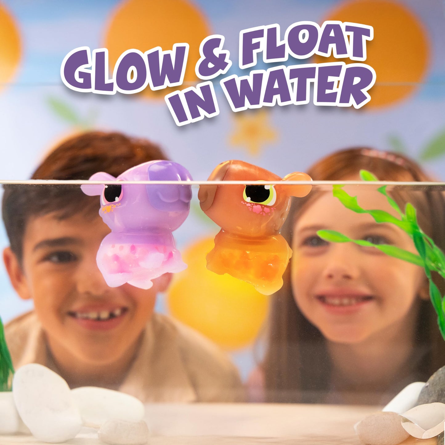 Animagic Let's Glo Capybara Brown | Squishy Water Toy Floats and Glows | Ages 4+