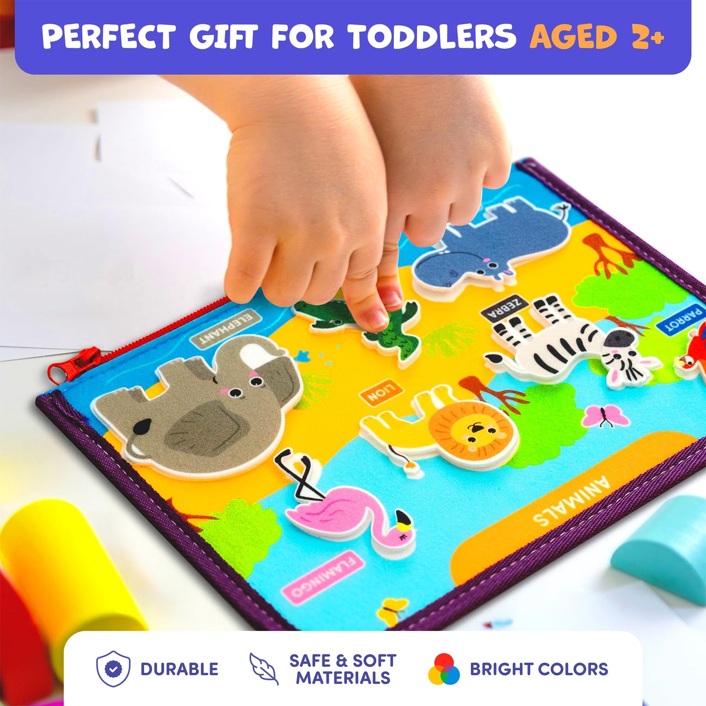 Clever Fox Play Busy Book for Toddlers 1-3 Year-Old – Baby Busy Board Book – Montessori Felt Activity Board for Learning Fine Motor Skills, Car Airplane Travel Toy – Birthday Gift for Kids Ages 1+