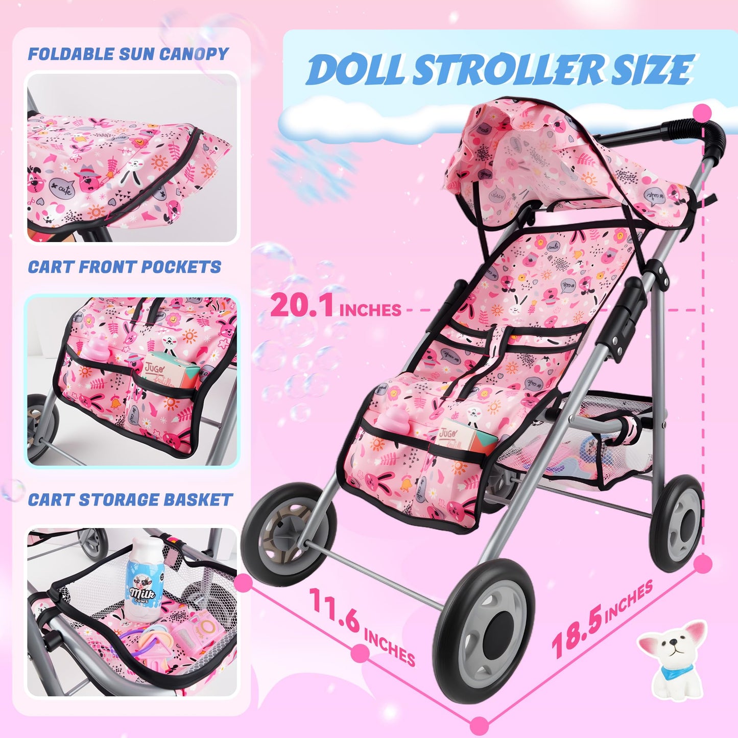 SMILESSKIDDO Baby Doll with Stroller PlaySet - 12 Inch Soft Body Dolls and Accessories Dining Chair, Doll Clothes, Feeding Set for Realistic Pretent Play, Babydoll Care Gift for Toddler Girls 2 3 4 5
