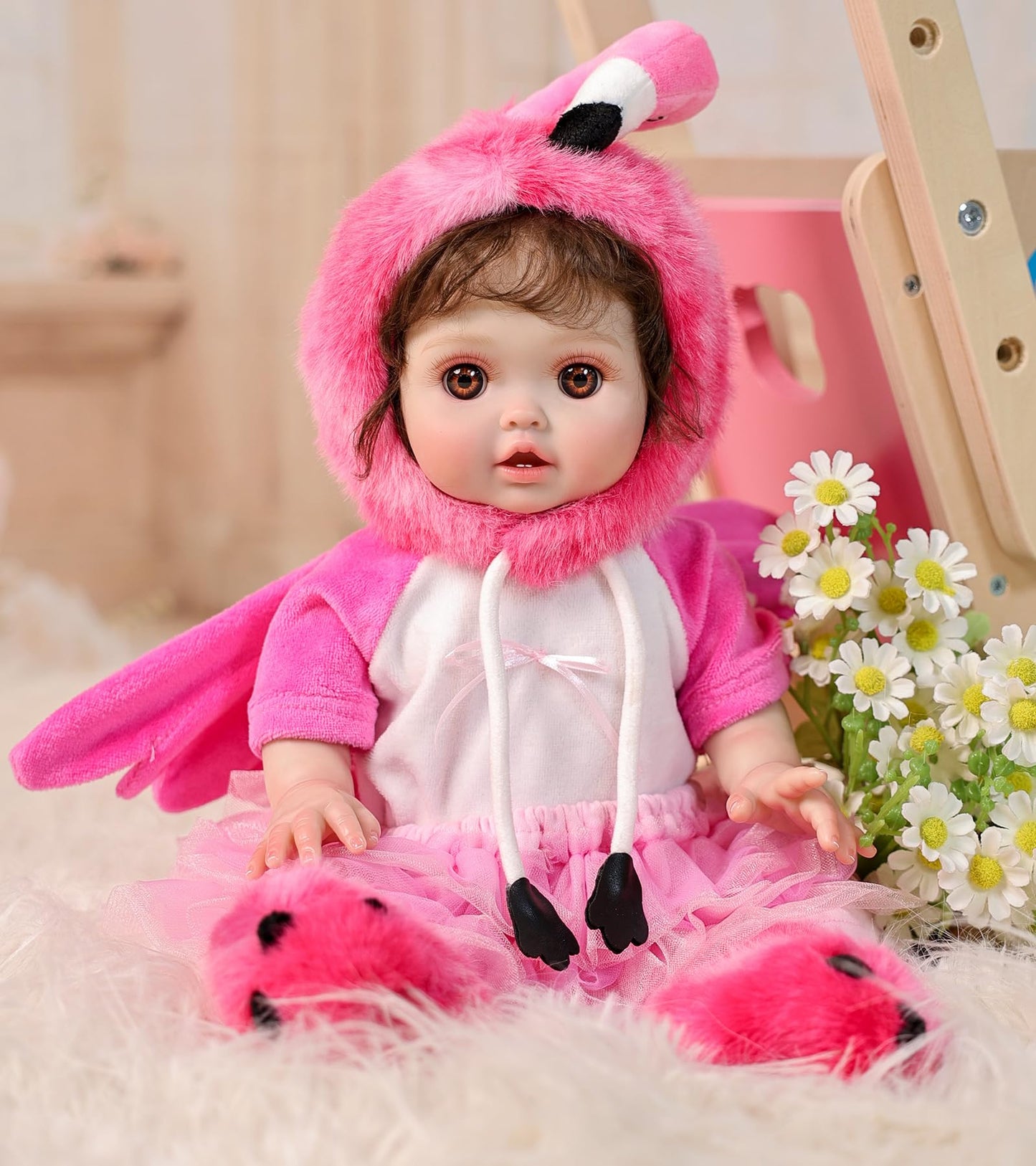 Cloveray Reborn Baby Dolls, 18 Inch Large Realistic Hand-Rooted Hair Lifelike Baby Dolls with Accessories for 3+ Year Old Girls Gifts, Pretend Play, Collection