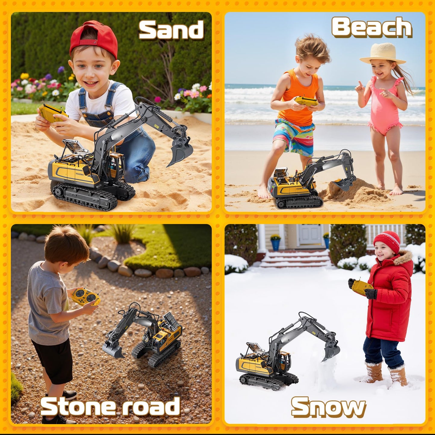 Samtop Remote Control Excavator Toys, 11 Channel 1:20 RC Construction Vehicles, 680° Rotation Car Toys for 6 7 8 9 10 Year Old Boys Kids, RC Truck Digger Toys Christmas 3 4 5 Birthday Gifts
