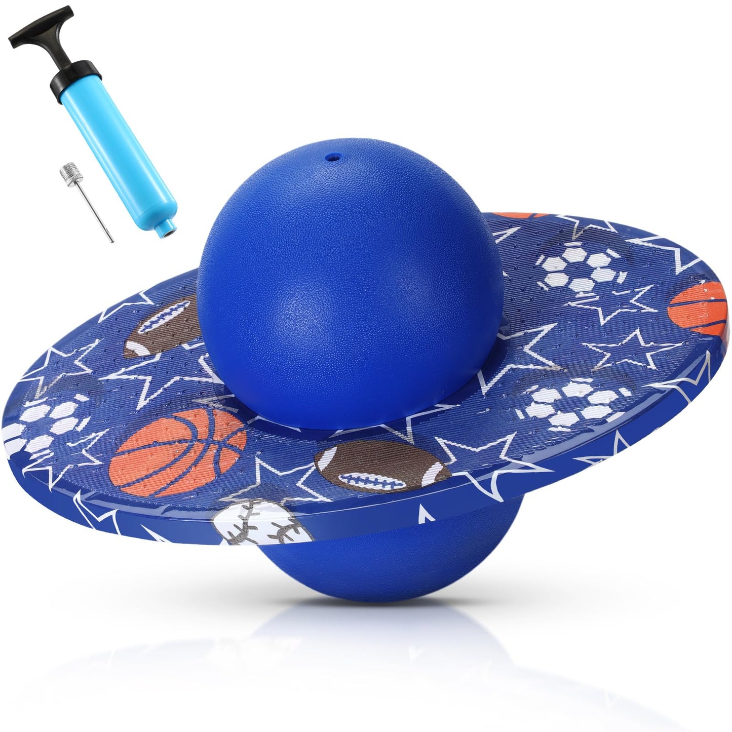 WinnerWhy Pogo Trick Ball for Kids, Up to 160lbs, Pogo Stick Jumper for Boys Girls Balance Bounce Board Ball with Pump Safe Fun Indoor Outdoor Gift Toy for Christmas(Blue, Orange,Sporty Style)