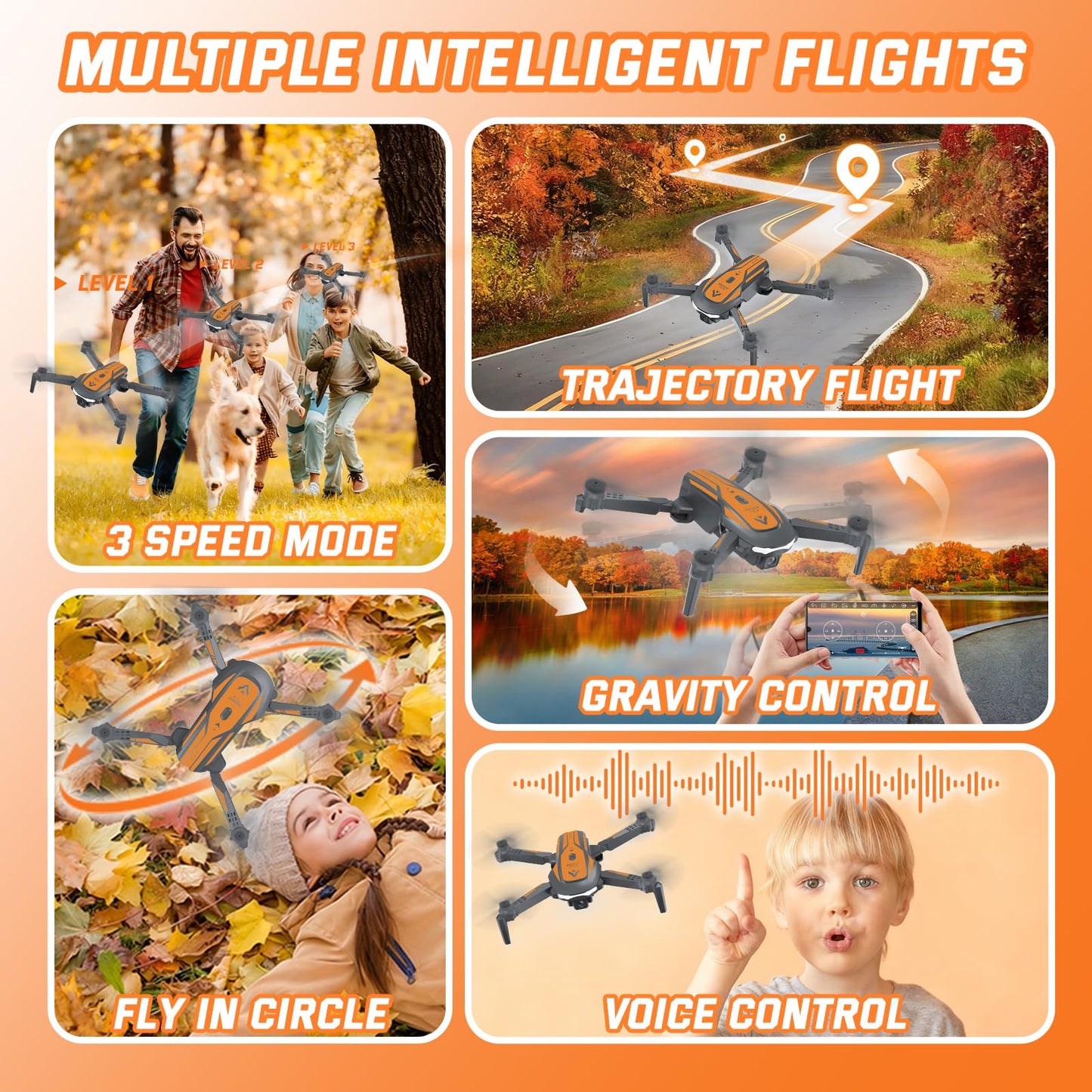 Drone with Camera for Kids Adults, Mini Foldable FPV Drones Remote Control Helicopter, RC Quadcopter with 1080P Live Video Camera, Gestures Selfie, One Key Start,2 Batteries, Toys/Gifts for Boys Girls