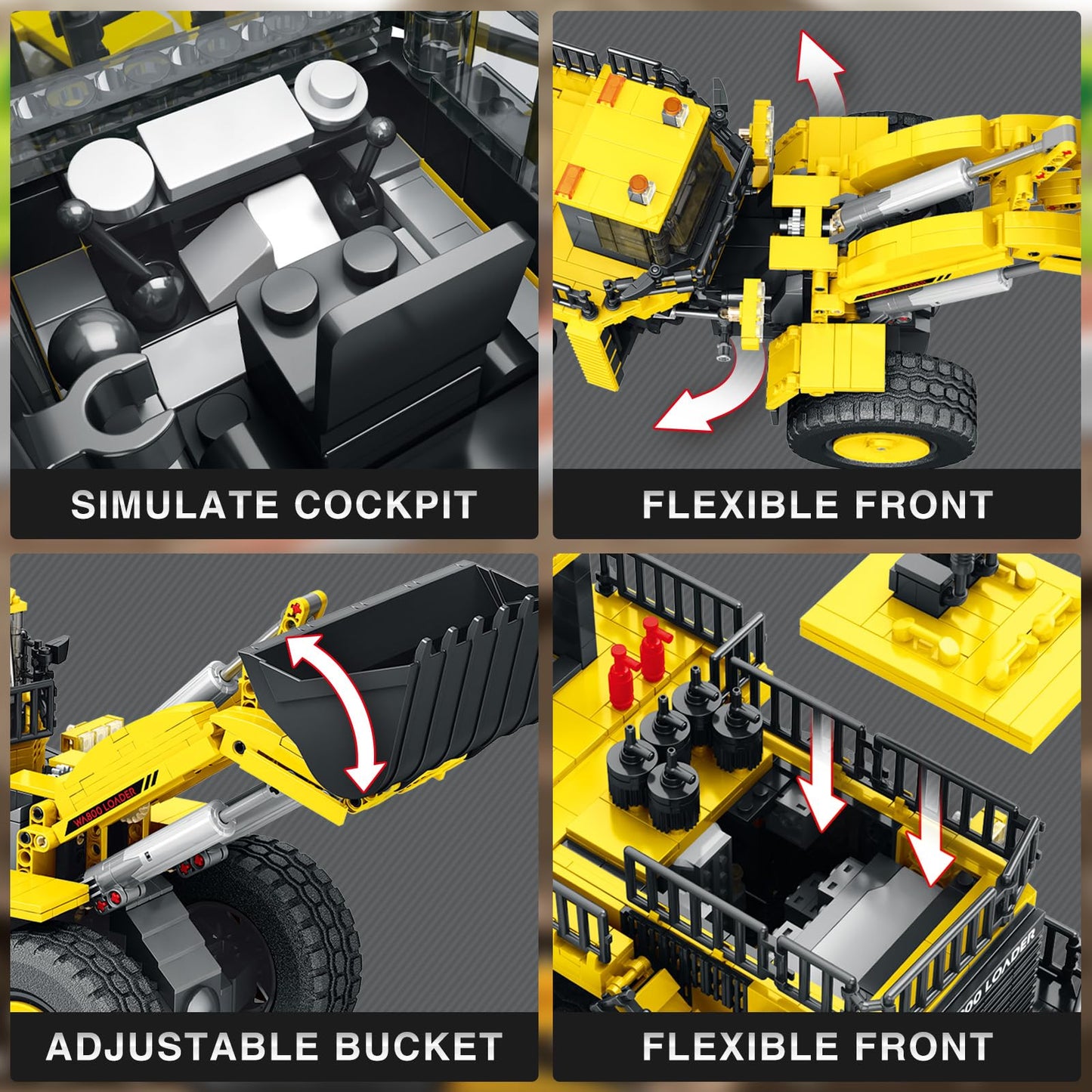 Reobrix Bulldozer Building Blocks Set 22009, Engineering Vehicle Model Kit for Adults, Remote Control Excavator Toy with 4-Wheel Drive, Gifts for Adults Ages 14+, 1876 Pieces