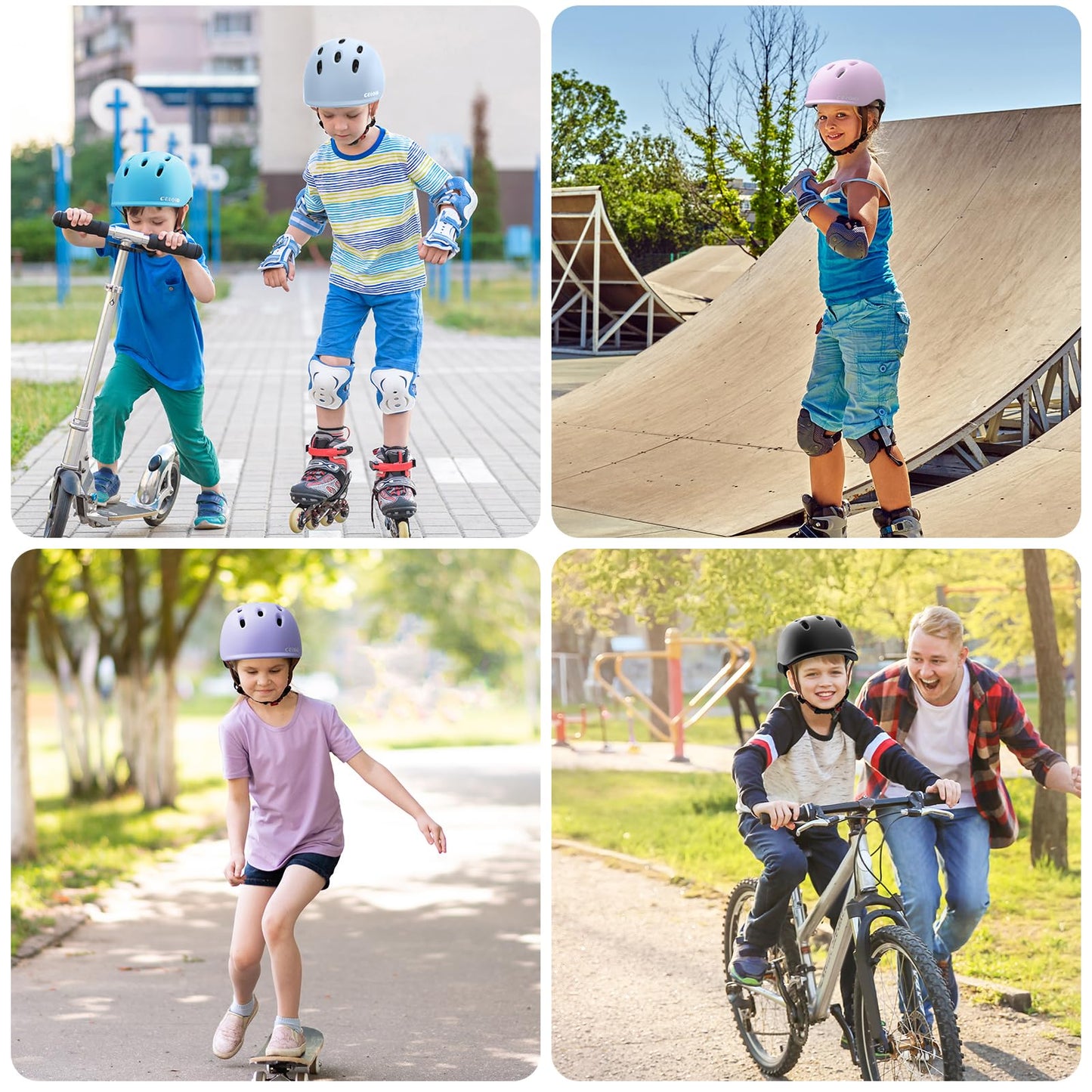 CELOID Kids Bike Helmet,Toddler Cyling Helmets for Ages 5-8 Years Boys Girls,Child Adjustable Multi-Sport Bicycle Skateboard Roller Skate Scooter Rollerblade Balance Skateboarding Helmet,Lilac