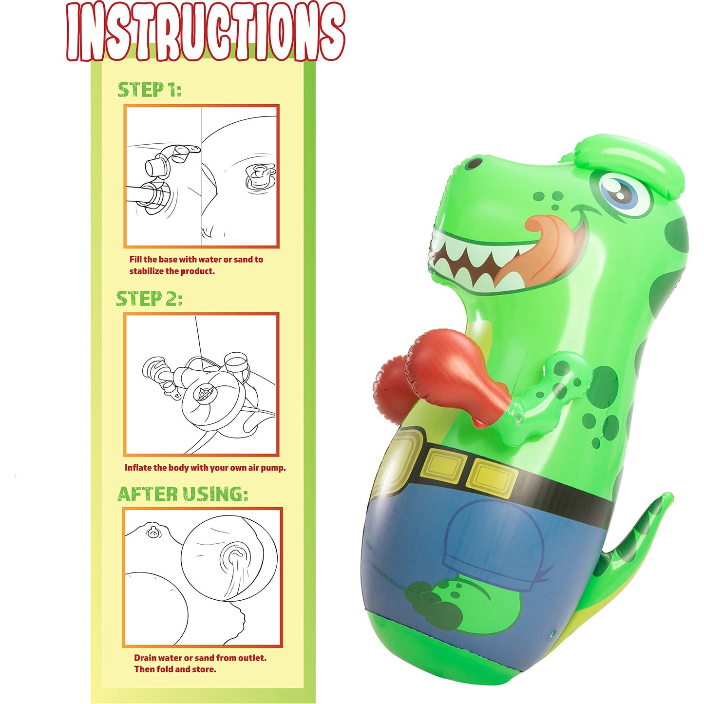 JOYIN Inflatable T.rex Dinosaur Bopper 47 Inches, Bop Bag Inflatable Punching Toy, Kids Punching Bag with Bounce-Back Action