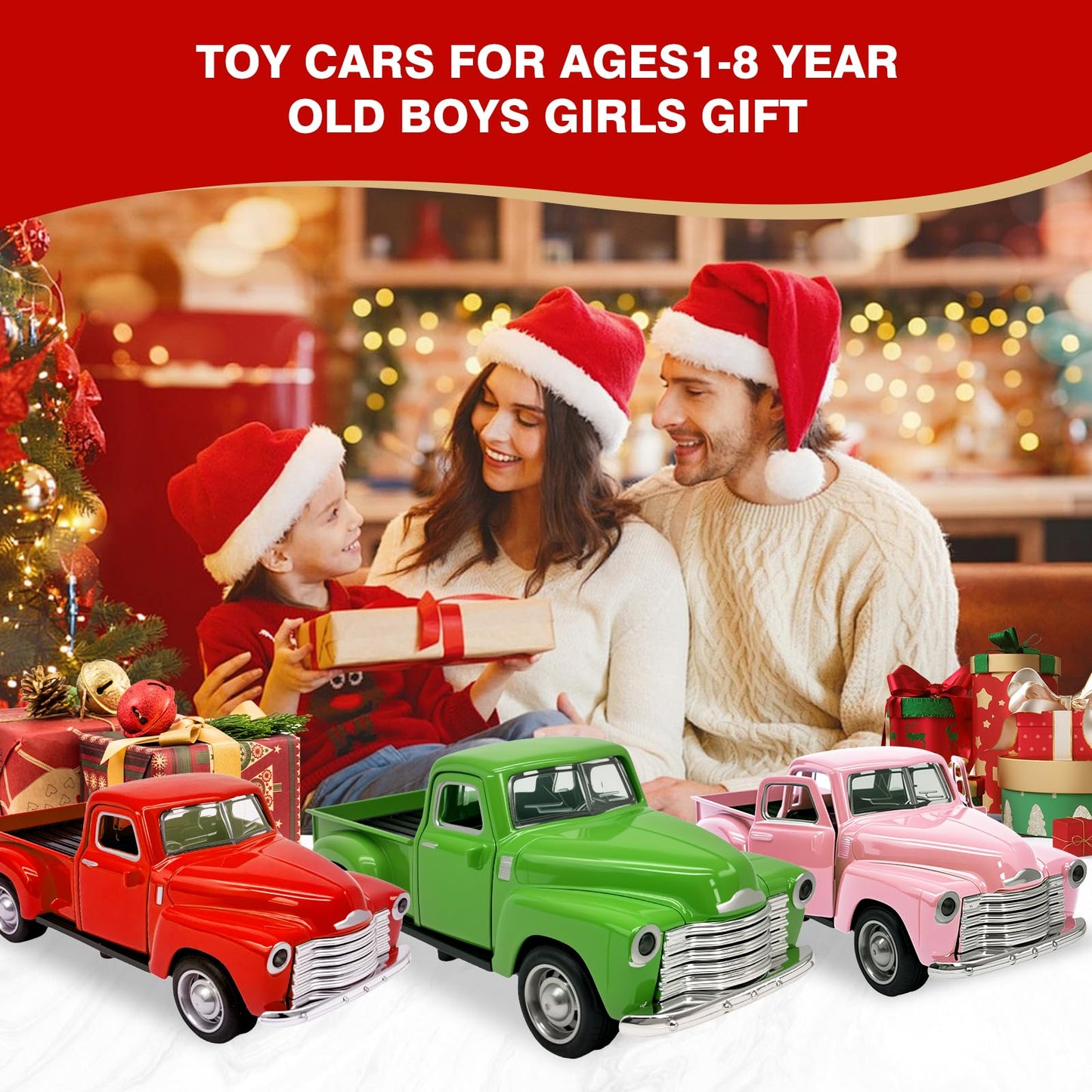 AGSIXZLAN Little Blue Truck Toy for Toddlers 2 3 4 5 6 7 8 Year Old Boys Girls,1:32 Alloy Toddlers Car Toy Driveable,Car Door Can Open,Toy Trucks for Kids Easter Christmas Birthday Gifts