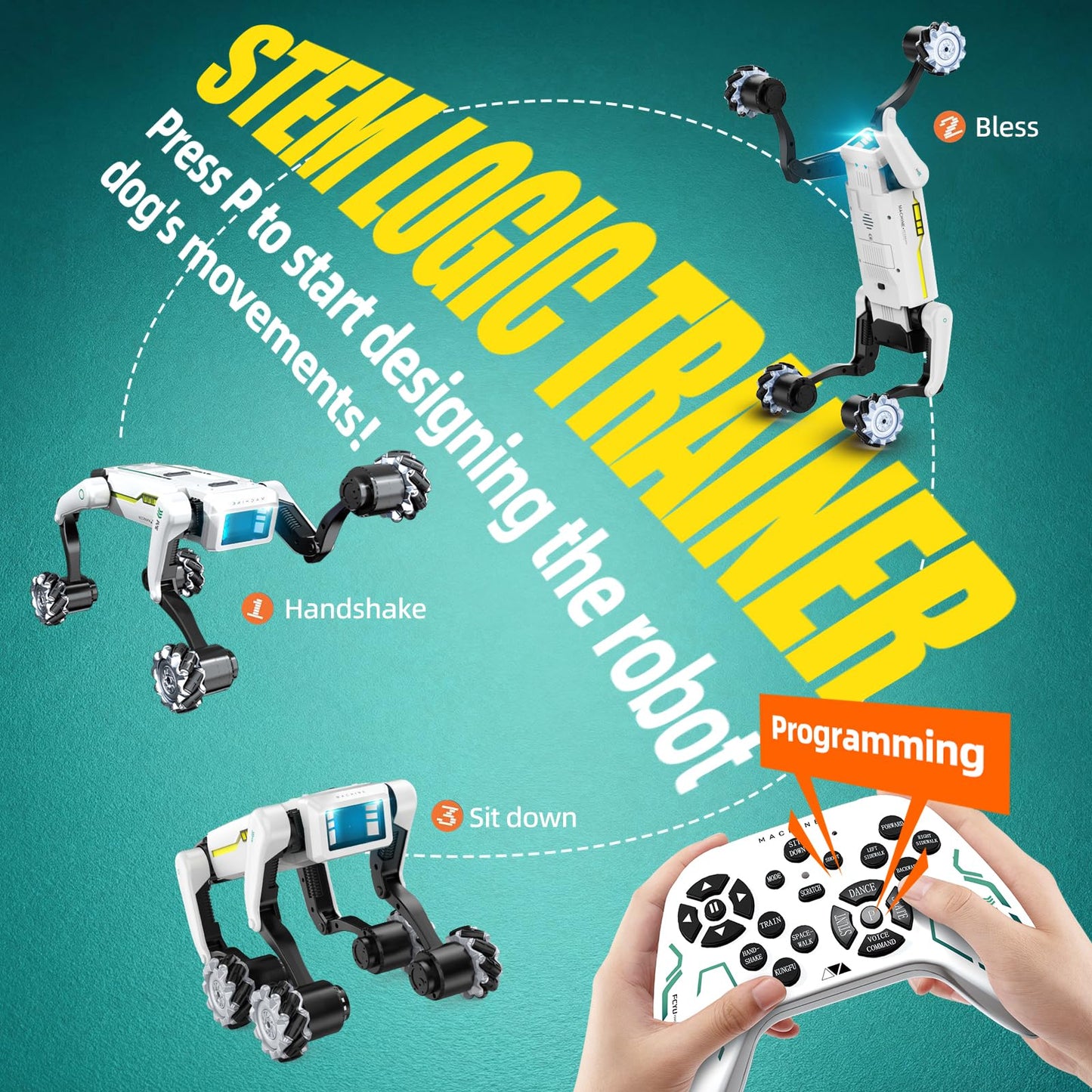 WEACFUS Smart Robot Dog for Kids, 30+ Bionic Actions, Voice & Remote Control, Programmable Moves, All-Terrain Stunt Pet Toy, Robotic Dog Toy for Boys Ages 5 6 7 8 9 10+ Birthday Gifts