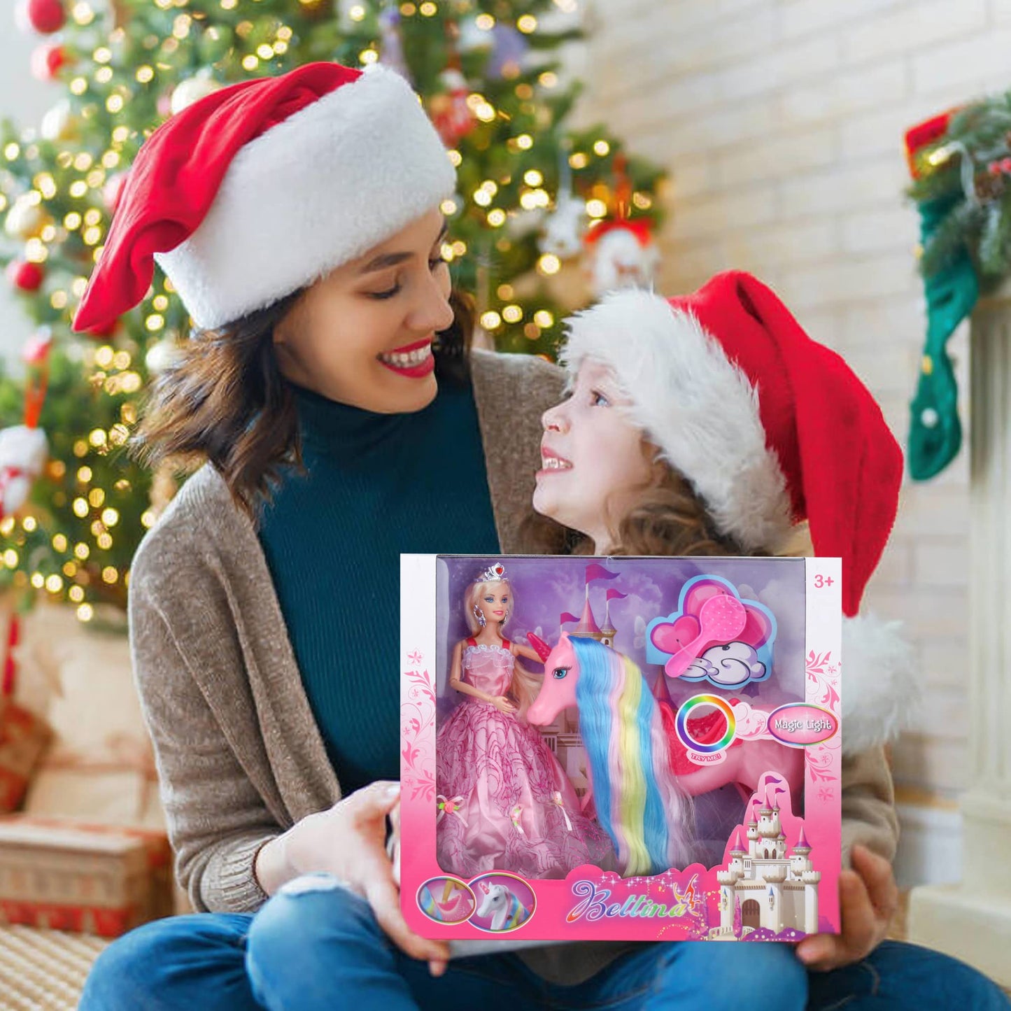 BETTINA Magical Light Unicorn Princess Dolls Set, Unicorn Toys for Girls, Horse Toy with Mane and Tail, Princess Toys, Unicorn Gifts for Girls