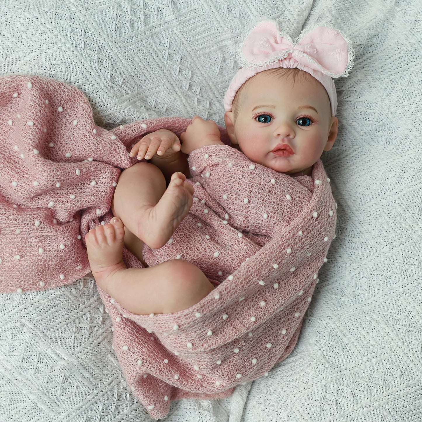 KSBD Realistic Reborn Baby Dolls - 18 Inch Lifelike Newborn Real Life Baby Dolls Girl with Soft Weighted Body, Real Baby Doll Gift Set for Kids Age 3+,Dress
