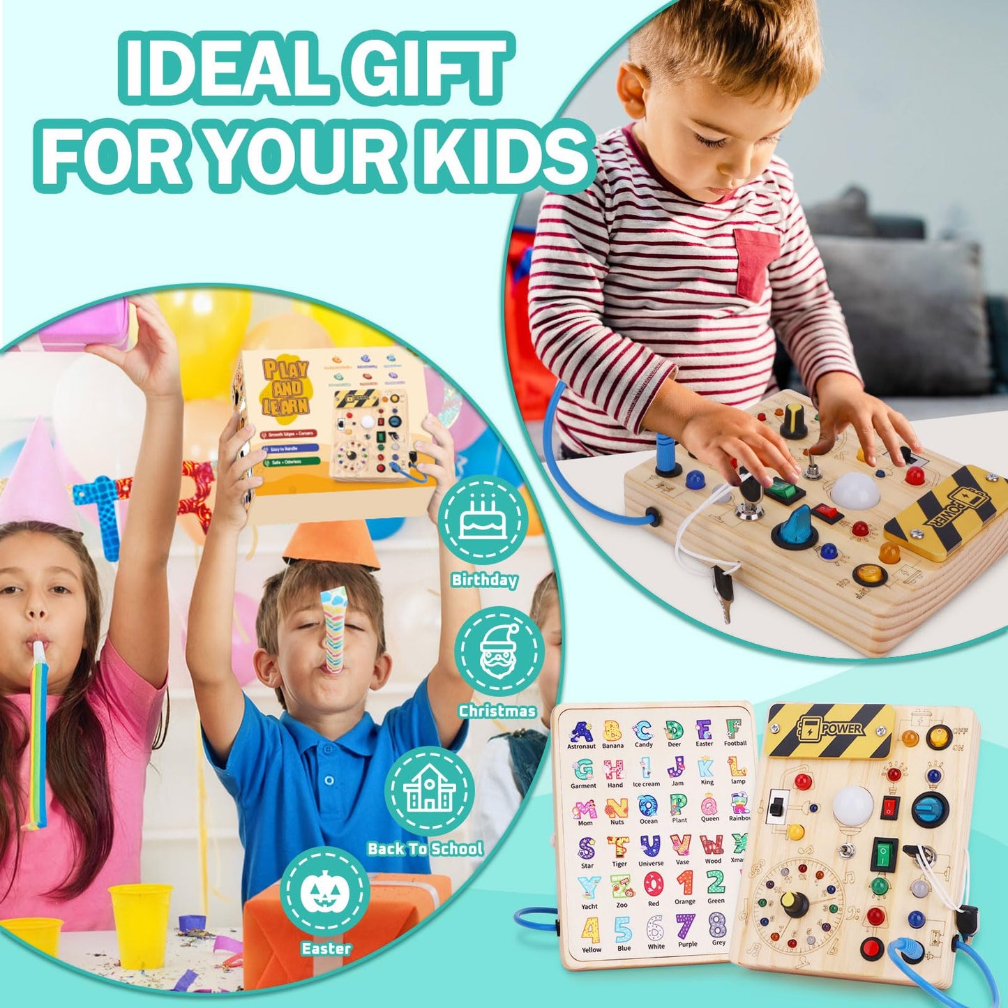 Hoarosall Montessori Busy Board - Sensory Toys for 1-3 Year Old Boys & Girls,Travel Educational Learning Activities for Toddlers,Sensory Toy for Kids with Autism