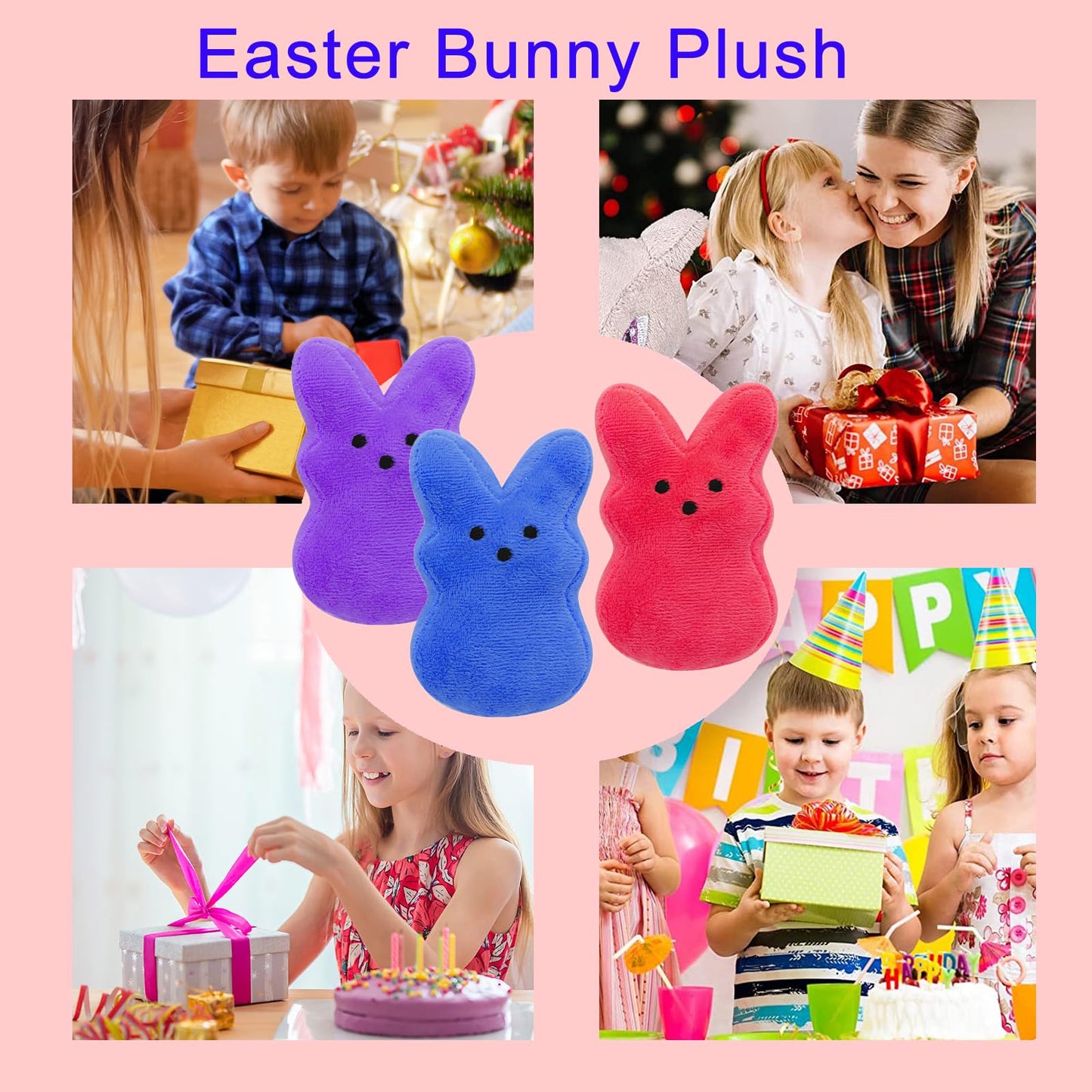 RLXGCZ 6 Pcs Easter Bunny Plush Toys,Easter Basket Stuffers Toys for Kids,Bunny Stuffed Animals, Easter Party Favors Gift Toys for Kids