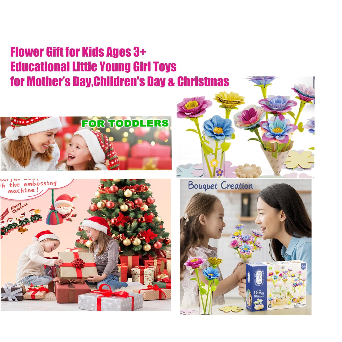 Flower Bouquets Toys,DIY Craft Kits Toys for Girls-Flowers Market Toy,Build Your Flower Bouquet,Arts & Crafts for 4+ Year Teen Girl, Educational Activity Preschool,Christmas Stocking Stuffers Gifts