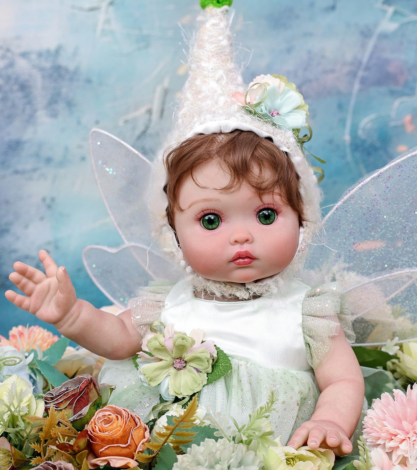 Cloveray Baby Doll, 18 Inch Reborn Baby Dolls – Realistic Lifelike Green Fairy Newborn Girl Doll, Real Life Baby Dolls with Accessories, Gift for 3+ Year Old Girls, Pretend Play & Collection