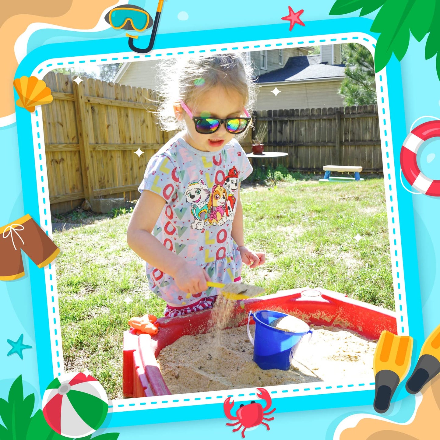 Pool Party Favors Beach Party Favors - 48 PCS Pool Toys For Kids Ages 3-8 Beach Balls Bulk, Sand Bucket and Shovels Set, Kids Sunglasses Bulk, Beach Summer Toys, Pool Party Supplies,Sand Toys