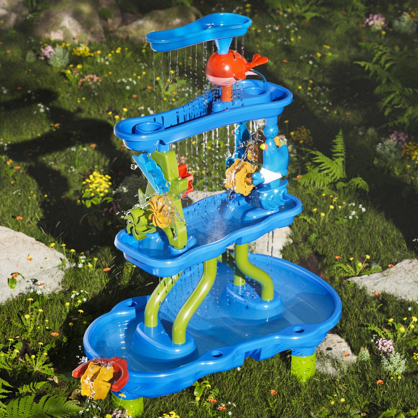 Beby Buty 4-Tier Water Table for Toddlers 3-5 Kids Ages 4-8, Summer Outdoor Beach Sensory Activity Playset Kids Sand Box and Water Table Toys, Party Birthday Gifts for Boys and Girls 3 4 5 6 7 8