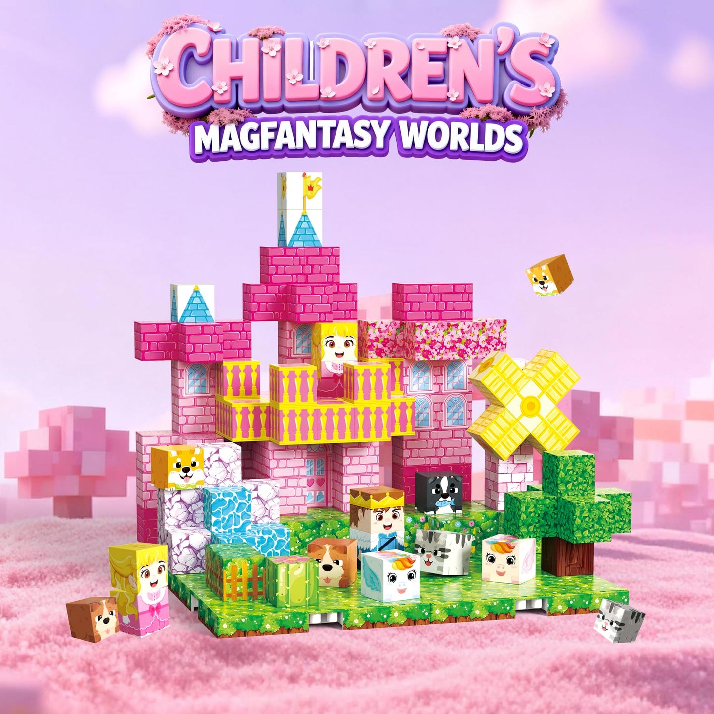 powerful xishan 150 PCS Magnetic Blocks, Magnetic Building Blocks Cubes, Princess Magnet Toys for Kids Ages 3+, Magnet Blocks with 4 Bottom Plate for Girls, STEM Toys & Ideal Christmas Birthday Gift