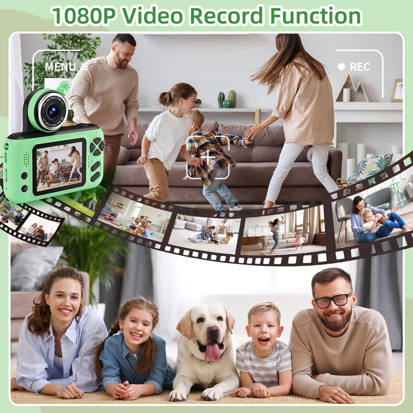 Makolle Kids Camera, Birthday Gifts for Boys and Girls Age 3-8,Video Recorder for Kids 8-12,Childrens Digital Camcorder for vlogging Portable Kids Selfie Camera with 32GB SD Card Green