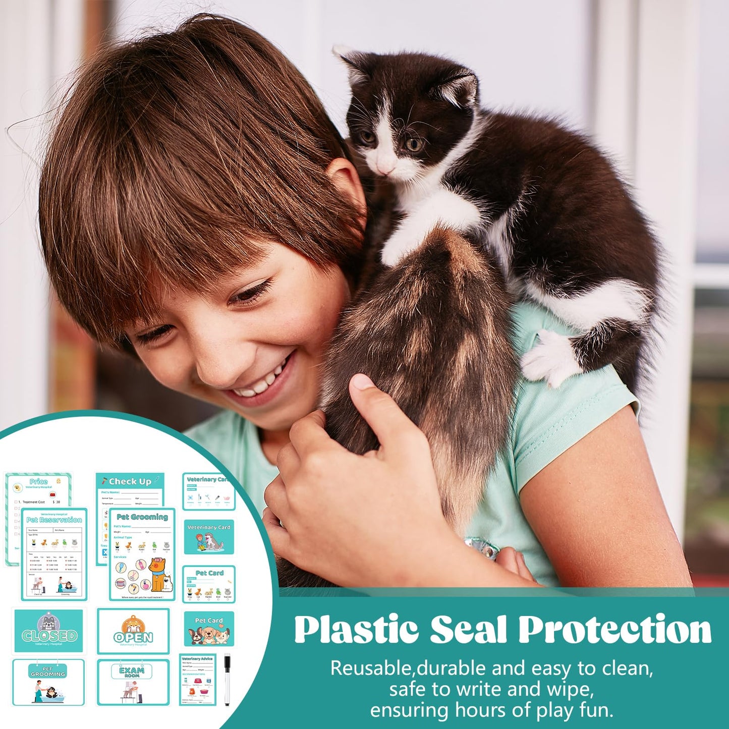 SHIQIKEJIPTY 8 PCS Pretend Play Vet Kit Animal Care Pretend Play Veterinarian Supplies Pretend Vet Notepad Kids Double-Sided Imagination Playtime Pads Doctor 30 Pages with Pen for Toddler