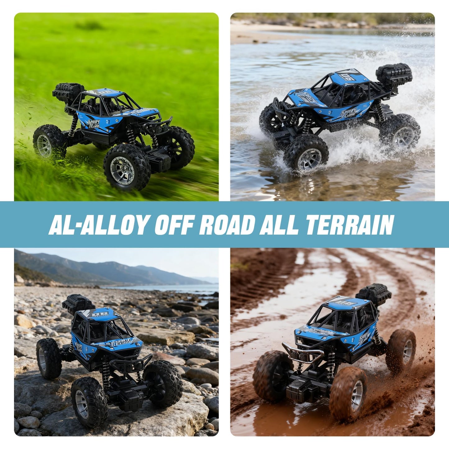 NXD RC Truck, 1:18 Remote Control Car with Spray & Light, 4WD All Terrain Off-Road Monster Truck Toys, 2.4 GHz RC Cars for Kids Age 6 7 8 9 10 11 12, Gift for Boys Girls (Red)