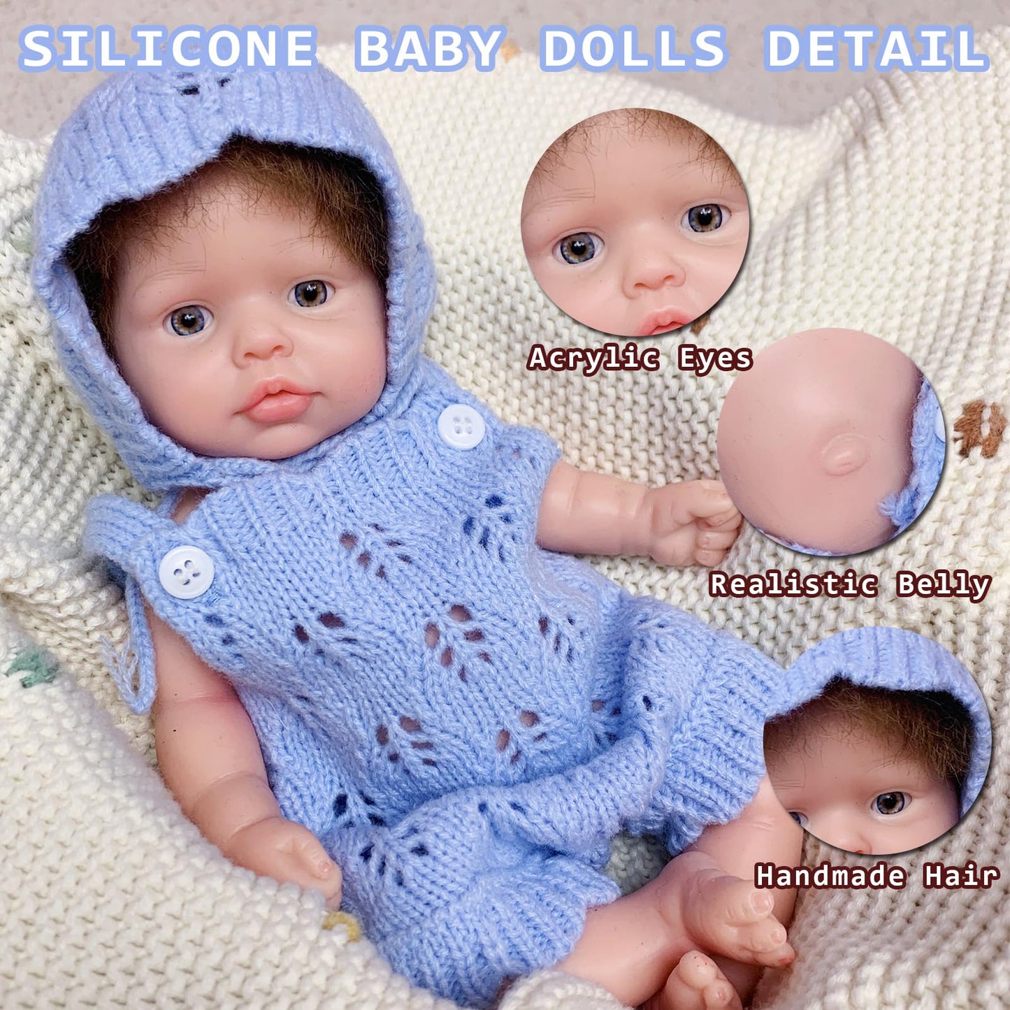 Yokyyi 10 Inch Silicone Baby Doll Lifelike Reborn Dolls Full Body Dolls Girl Washable Soft Silicone Reborn Baby Collectible Doll for Kids Ages 3+ & Collectors