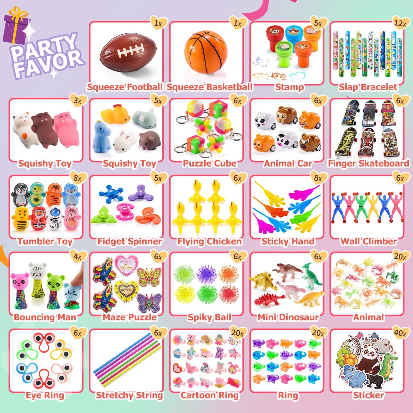 Party Favors for Kids 8-12, Goodie Bags Stuffers, Treasure Chest Prize Box Toys for Classroom Rewards, Birthday Pinata Fillers Christmas Stocking Stuffers Small Bulk Toys for Students School 4-8 3-5