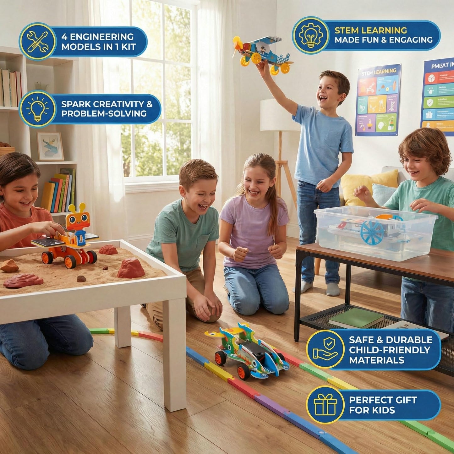 STEM Building Toys for Kids Ages 8-12 | 4-in-1 Science Kit Build DIY Engineering Projects | Educational Toys Gift for Boys & Girls Age 8 9 10 11 12 Year Old