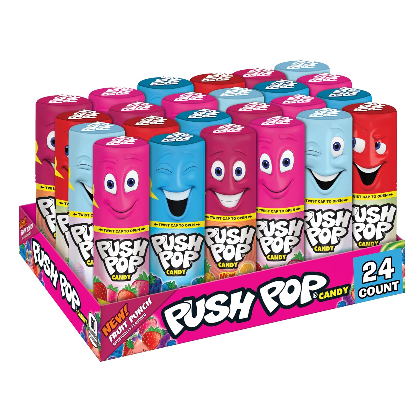 Push Pop Candy Lollipops - Individually Wrapped Variety Candy Party Pack - 24 Count Lollipops in Assorted Fruity Flavors - Fun Candy for Gifts, Celebrations, Party Favors, Gift Baskets, & Birthdays