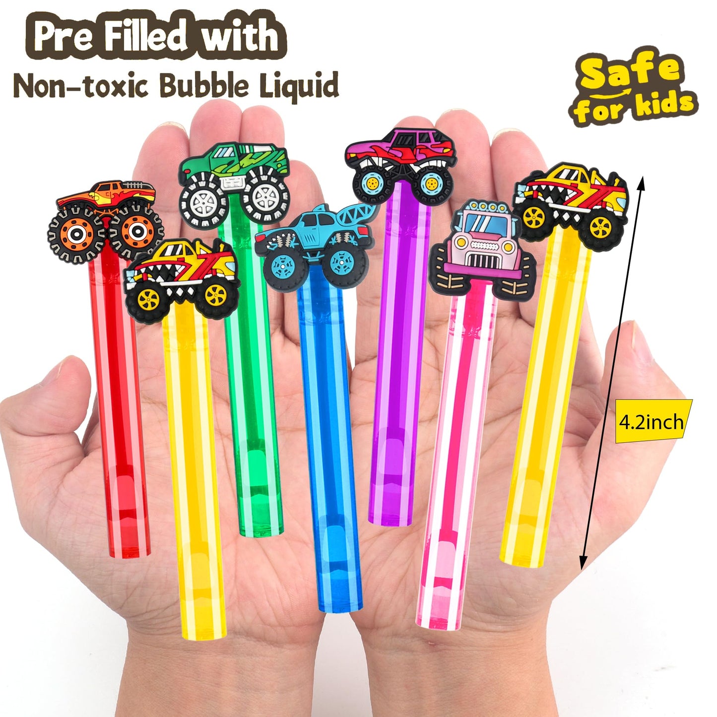 24Pcs Truck Bubble Wands for Birthday Party Favors Decorations, Durable Truck Bubble Toys for Kids Pinata Goodie Bag Stuffers & Classroom Prizes