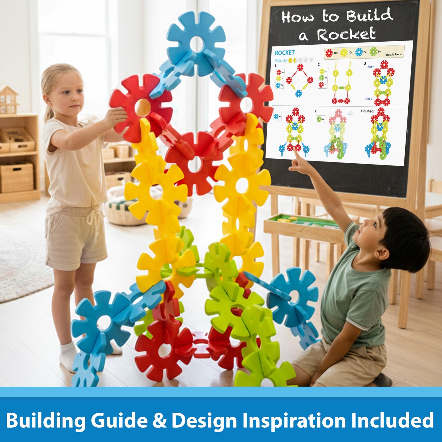 Brain Flakes 40 Piece Big Clicks Set - A Great Stem Toy for Both Boys and Girls