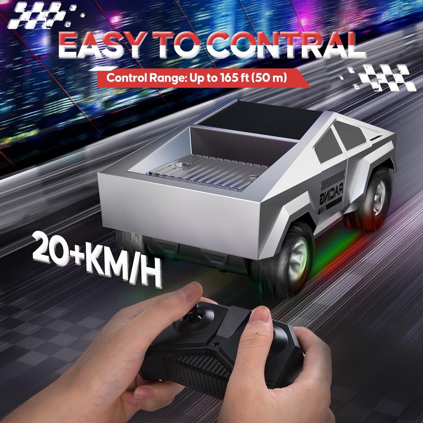 ValueTalks 1:24 RC Car Toys, All Terrain High Speed 2WD RC Truck with Light and Loadspace, 2.4GHz Off-Road Vehicles Remote Control Car, Electric Vehicle Toys Gift for Boys Girls Age 3+