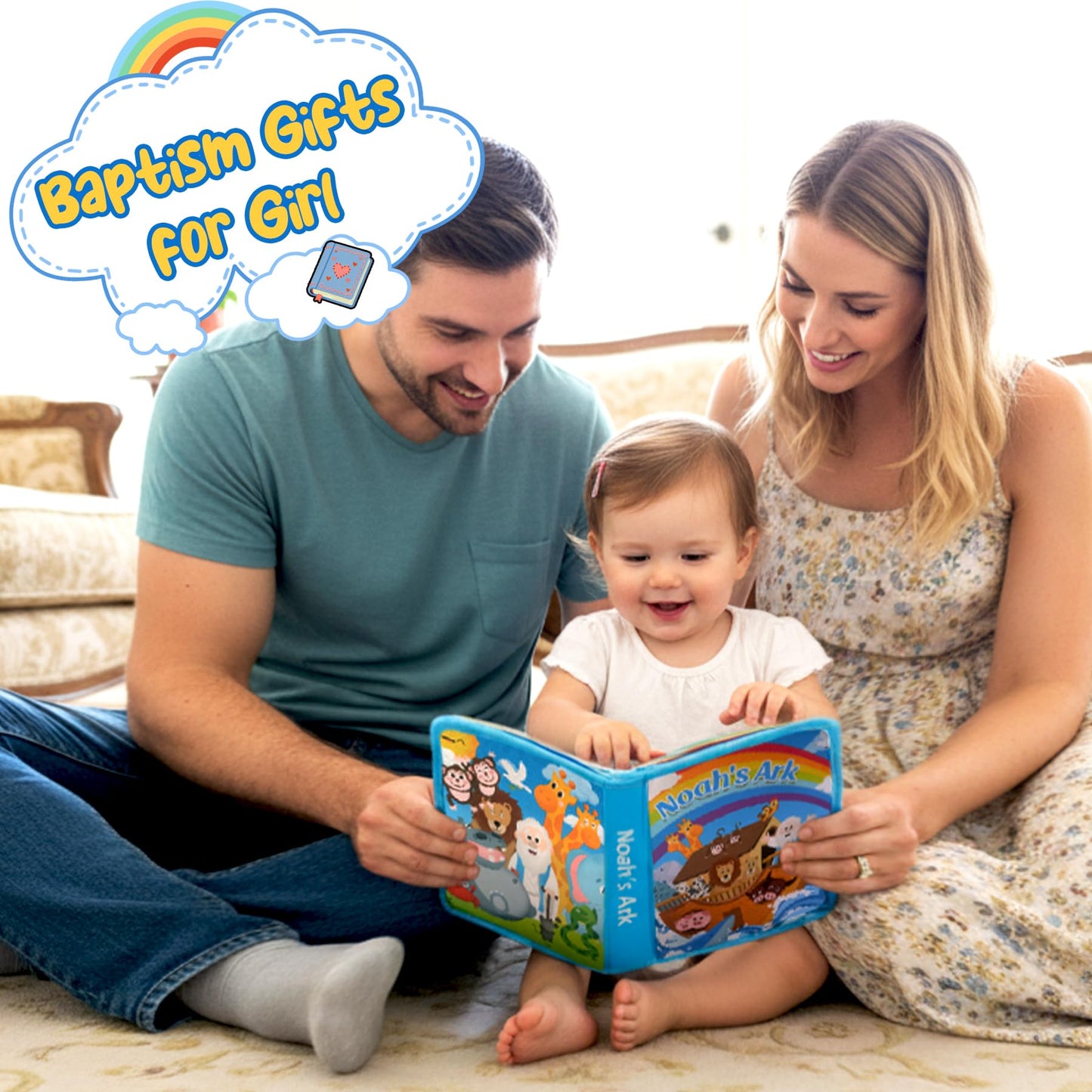 Noah's Ark Toy Busy Book for Toddlers 1-3 - Baptism Gifts for Boys & Girls - Montessori Toys for 1 Year Old，Learning Educational Sensory Activity Book,Birthday Toddlers Gifts for Travel Airplane