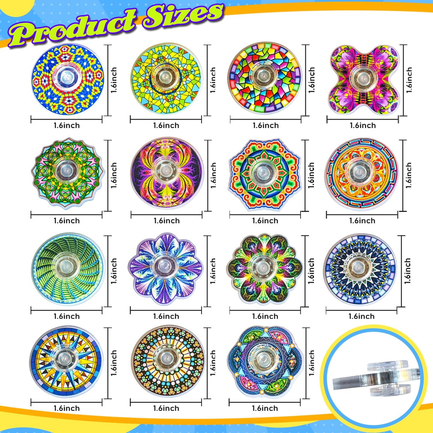 30 Pack Mini Fidget Spinner Toys Bulk,Party Favors Supplies Goodie Bag Stuffers Gifts for Kids Boys Girls Adults Anxiety ADHD Stress Relief,Carnival Treasure Box Sensory Toys Classroom Prizes
