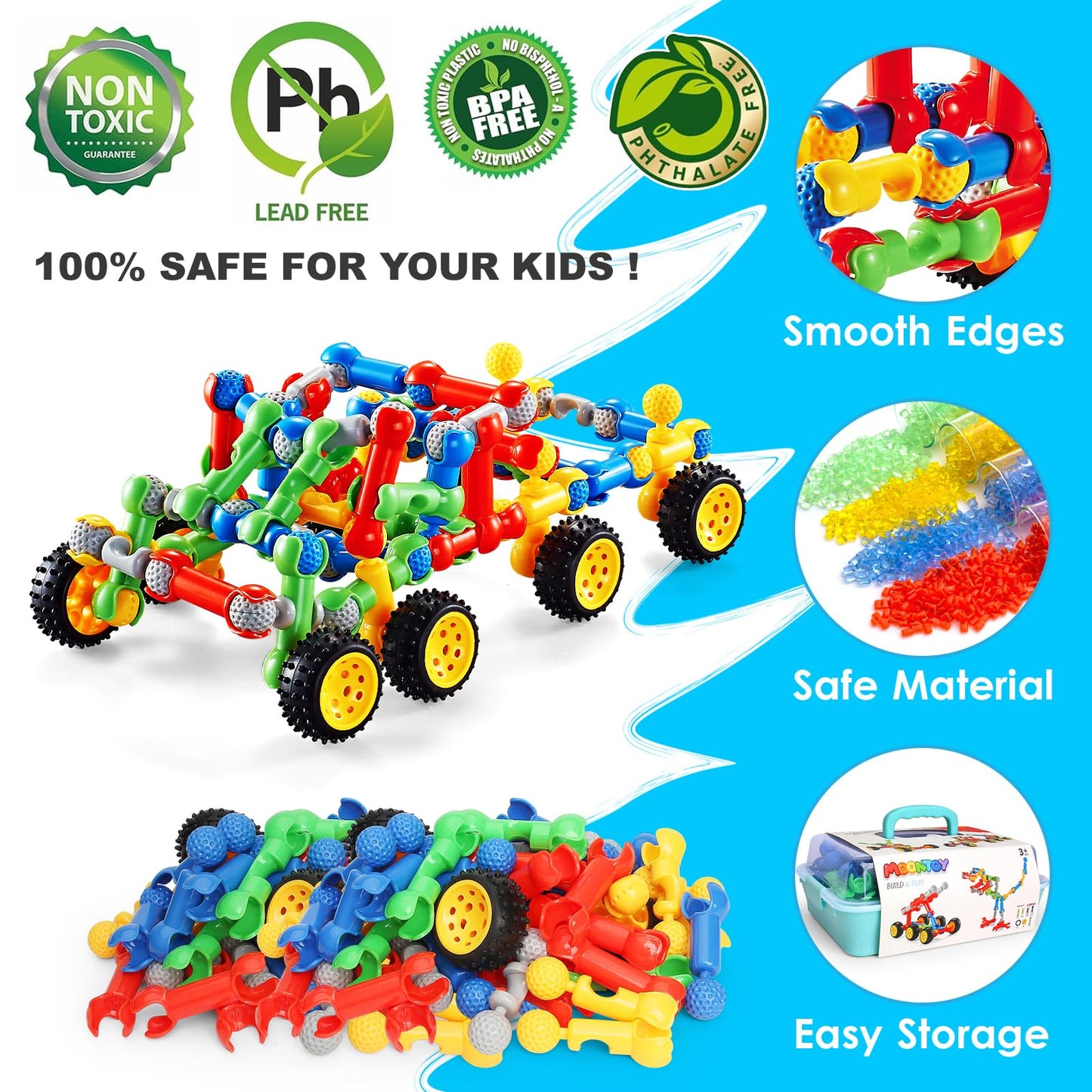 MOONTOY STEM Kits Building Toys for 3 4 5 6 7 8 Year Old Boy Girl Birthday Gift, Educational Building Blocks for Kids Ages 3-5 5-7 4-8 6-8, Preschool Engineering Set Creative Activities Classroom Game