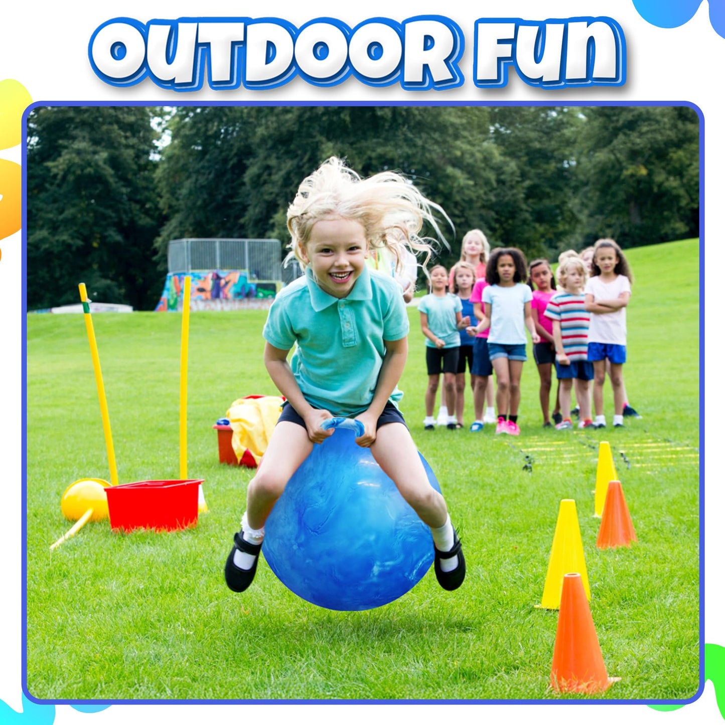 Bedwina Bouncing Ball for Kids – 20 Inch Hopper Ball with Handle and Pump | Fun & Durable Bouncy Toy for Children | Safe Inflatable Hopping Toy for Indoor & Outdoor Play, Exercise & Active Fun