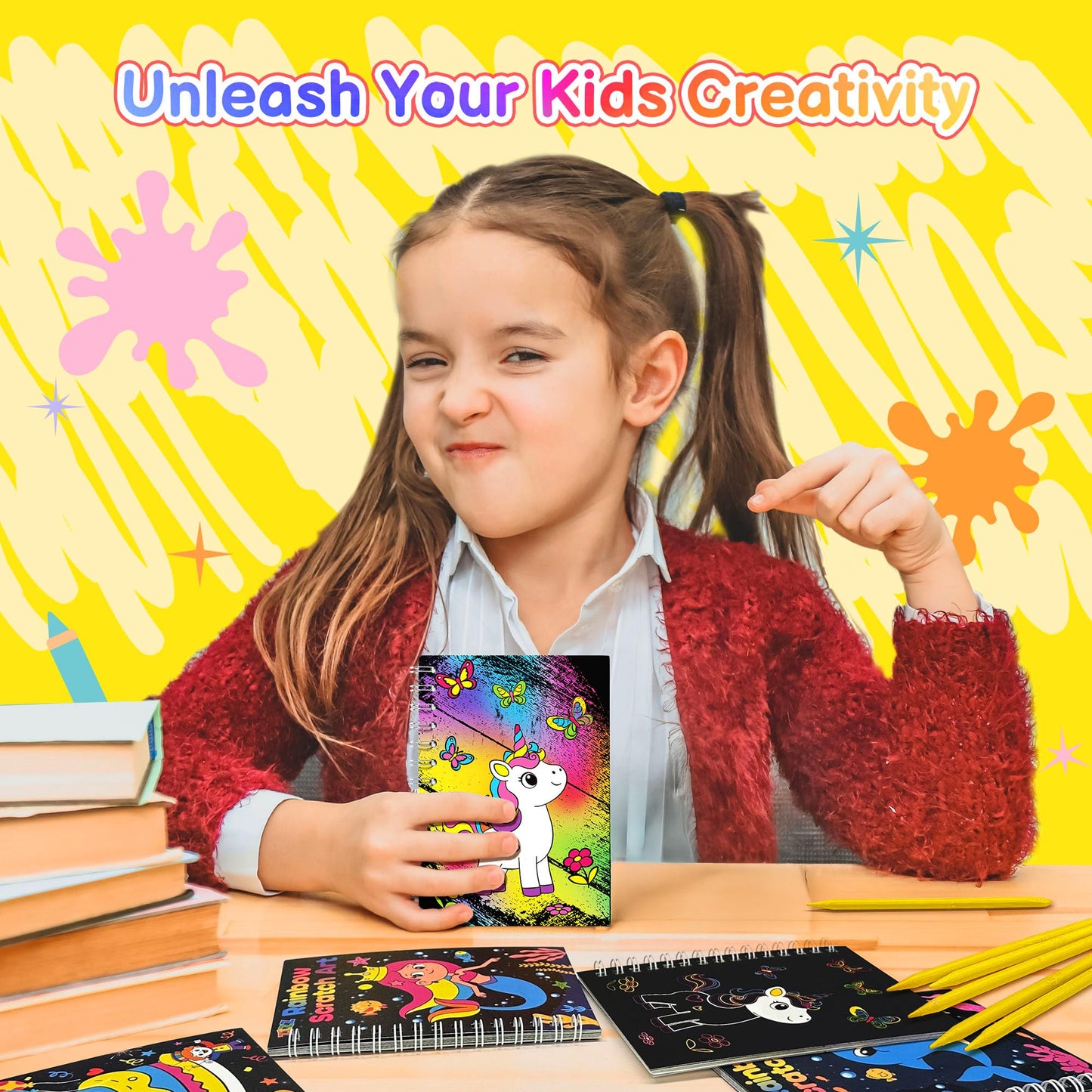 ZIZZ Scratch Art Party Favors for Kids 4-10: 24 Pack Rainbow Scratch Notebooks Gifts Kits - Mess Free Coloring Books Birthday Goodie Bags Stuffers School Classroom Travel Games for Girls Boys Toddler