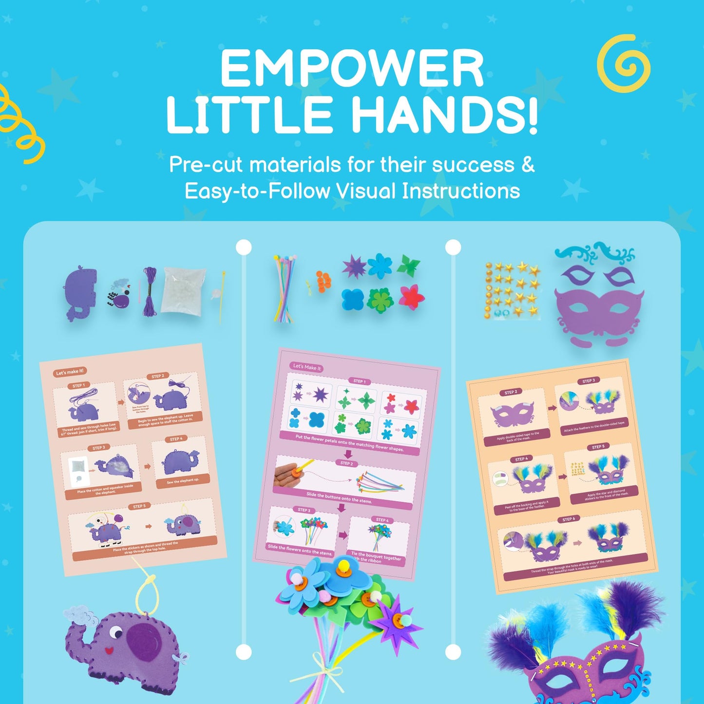 QuTZ Crafts for Kids Ages 4-8, 10-in-1 Toddler Craft Box, Build Projects that Glow, Float, Wearable and Playable, No prep and no Clean-up, Art and Crafts Supplies for Kids 4 5 6 7 8 Year Old