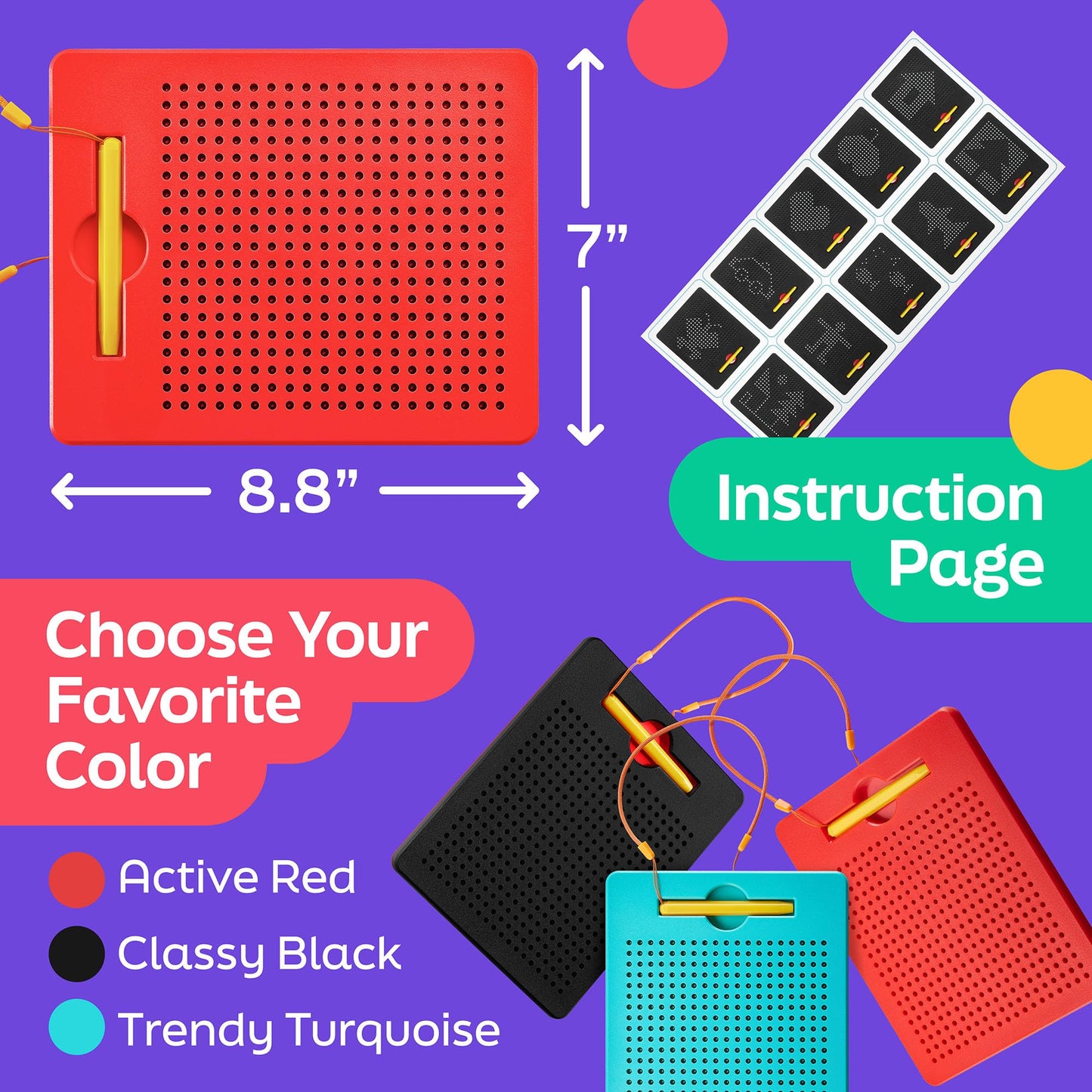 AYNAT FUN Magnetic Drawing Board for Kids & Toddlers with Beads and Magnet Stylus Pen - Magnetic Tablet Toy for Airplane & Car Ride Activities for Kids