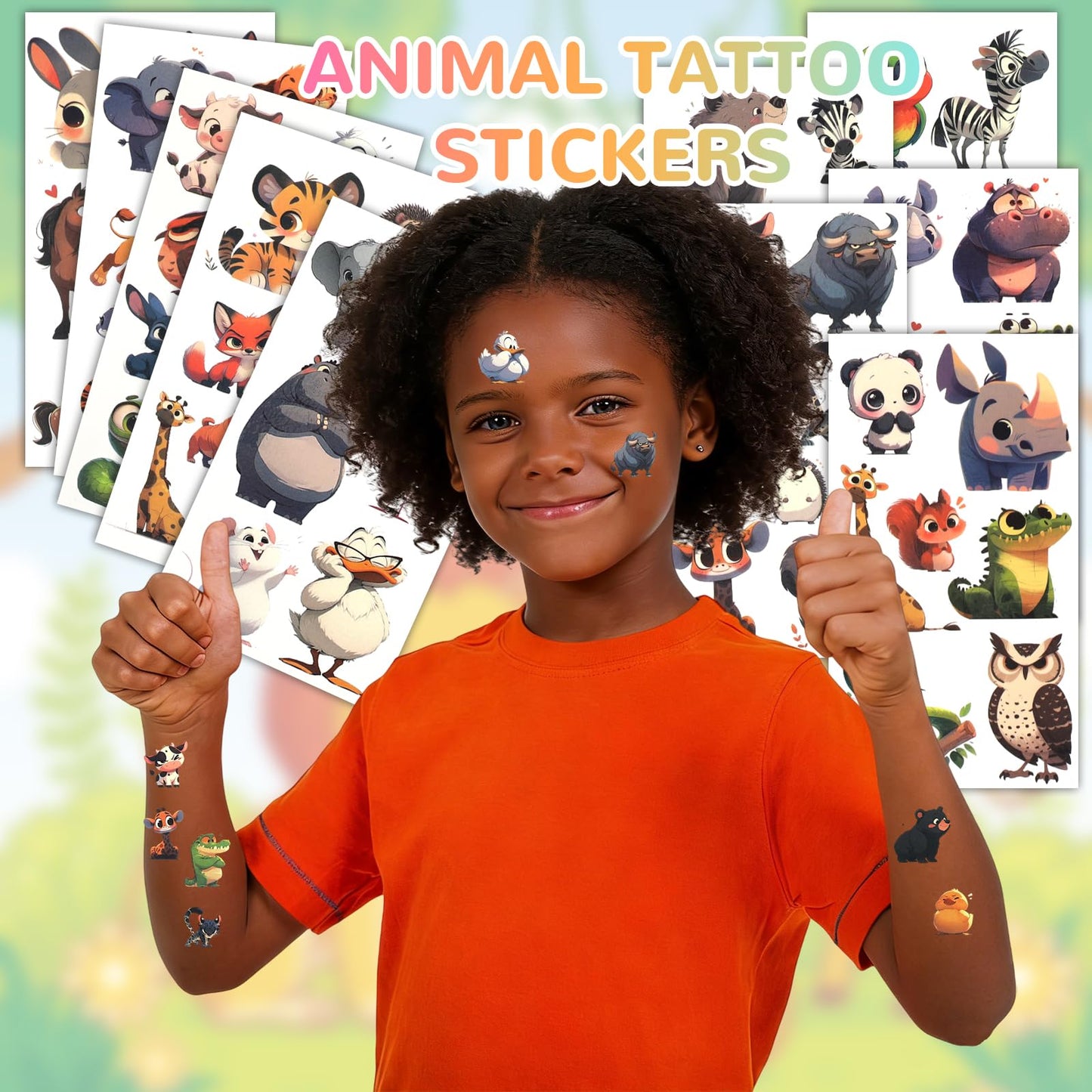 Mikulala 50 Pack Animal Party Favors, 40 Pcs Animal LED Finger Lights & 10 Pcs Temporary Tattoos, Birthday Gifts Goodie Bag Stuffers, Glow in The Dark Toys Bulk Classroom Prizes Party Supplies